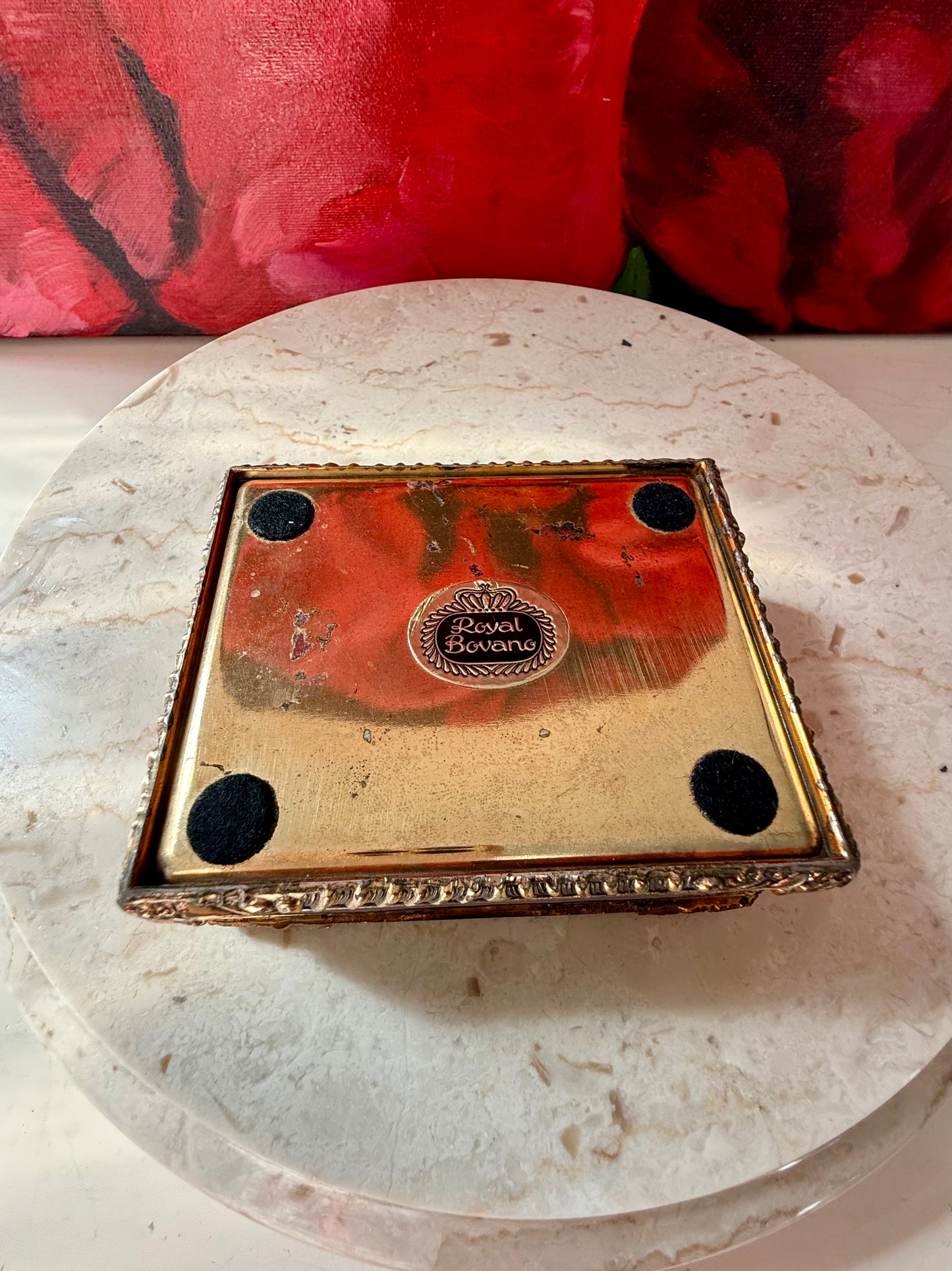 Royal Bovano Italian Style Cobalt Blue Enamel Vintage Cigarette Case or Jewelry Box from the 1950s or 1960s