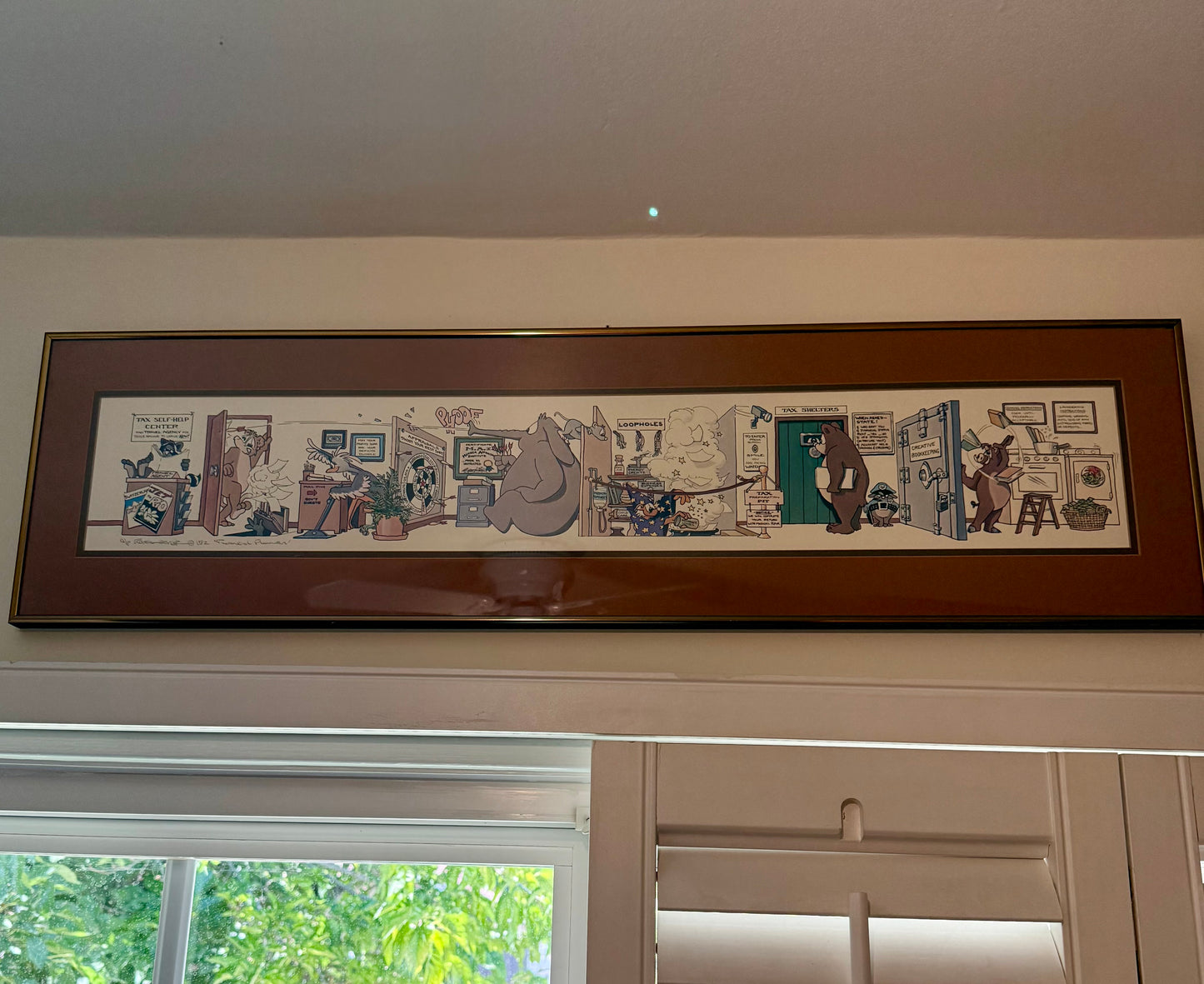 Vintage Framed Cartoon Artwork is titled “Financial Planners”, Signed and Numbered by Robert Marble in 1982 - 50/750