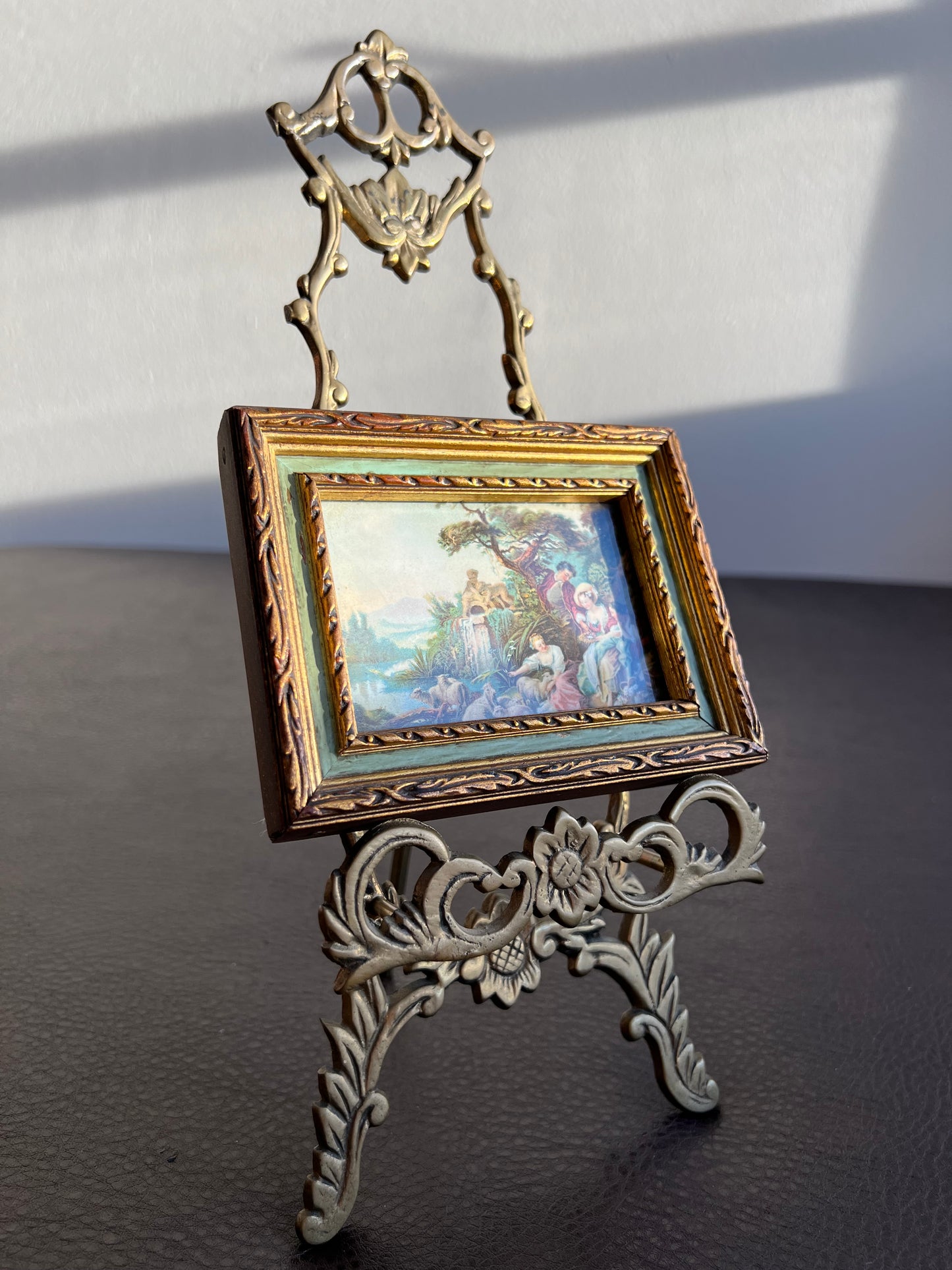 Florentine Mini Vintage Print Picture with Gilded Wooden Square Frame, Italian Style