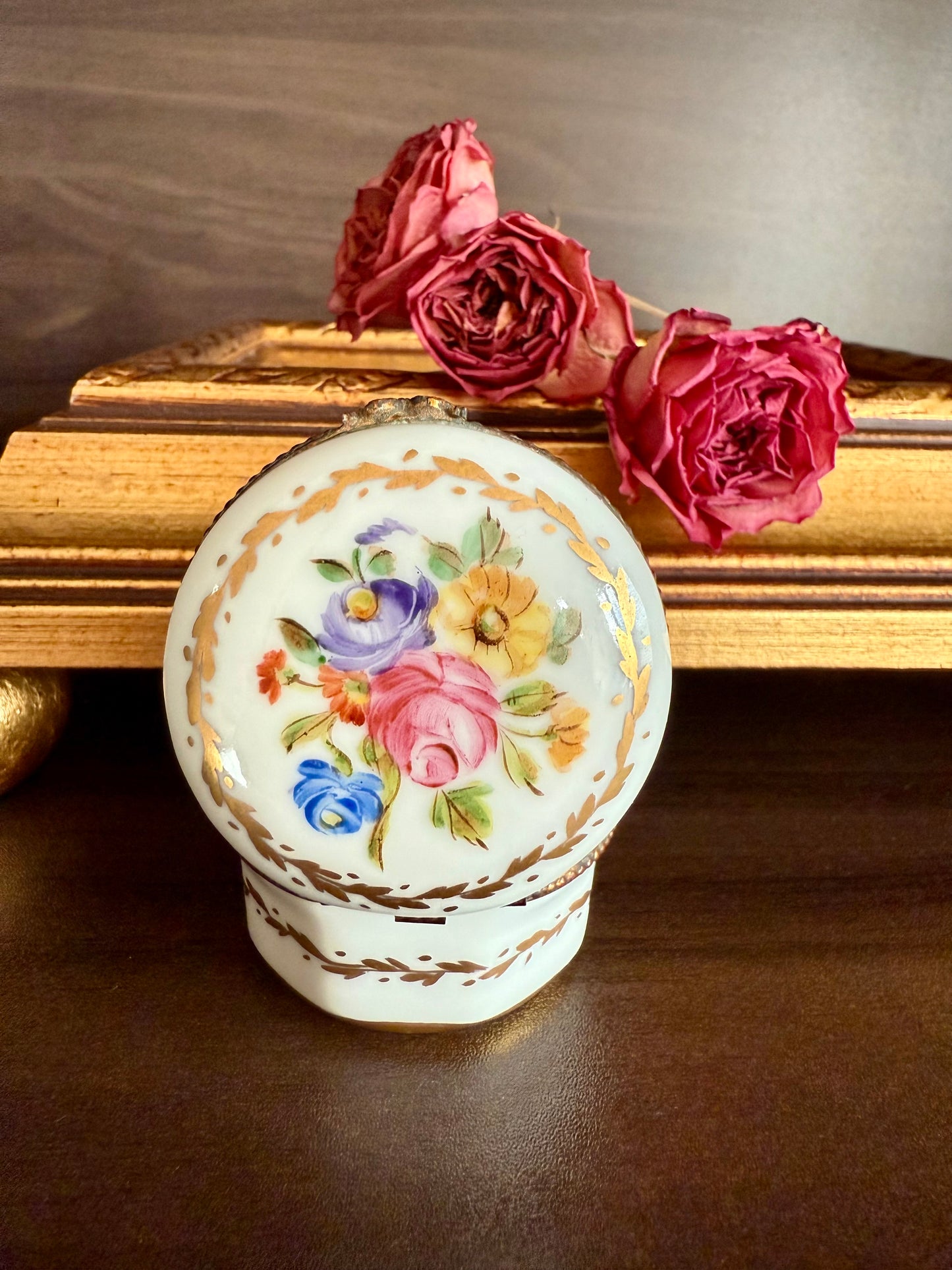 Antique Handmade and Hand-Painted Paris 1854 Porcelain Jewelry Box or Ring Holder - Made in France