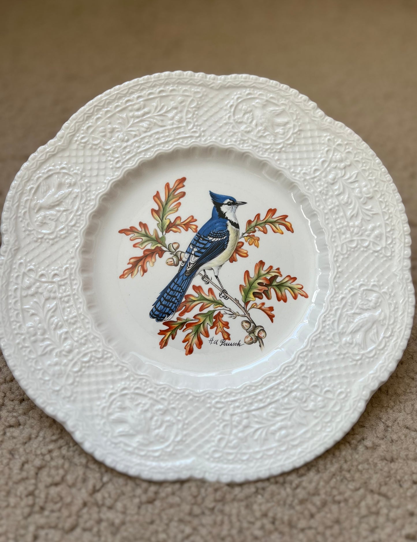 Royal Cauldon Bristol Ironstone Blue Jay Avairy Plate