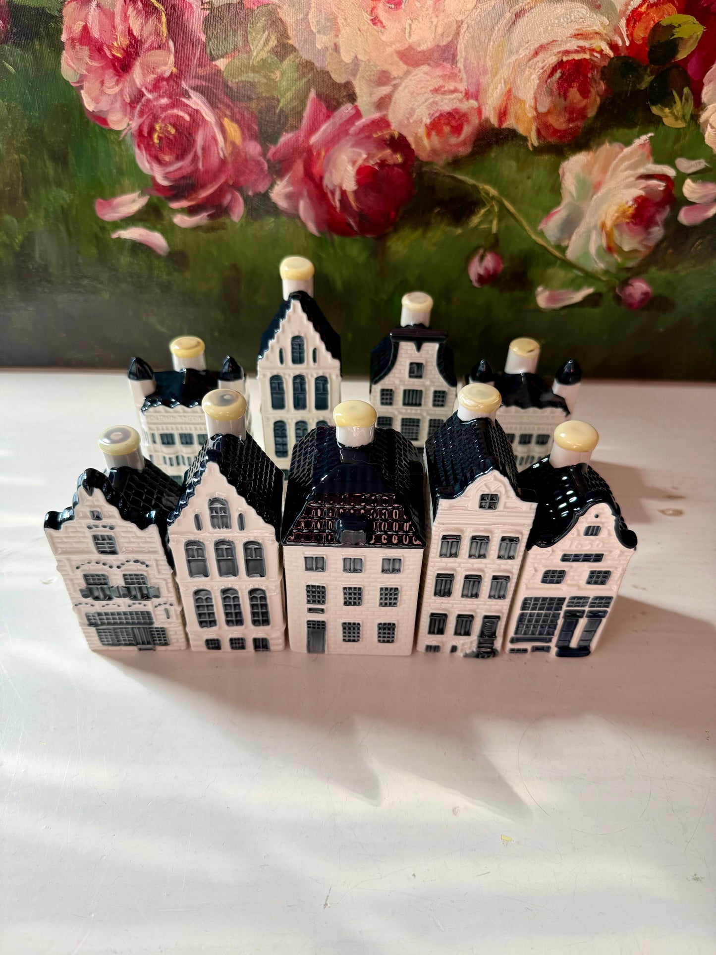 KLM Delft Blue Miniature Vintage Porcelain Dutch Houses - Nr. 12, 20, 23, 52 (2 pc), 55, 58, 97 (2 pc)