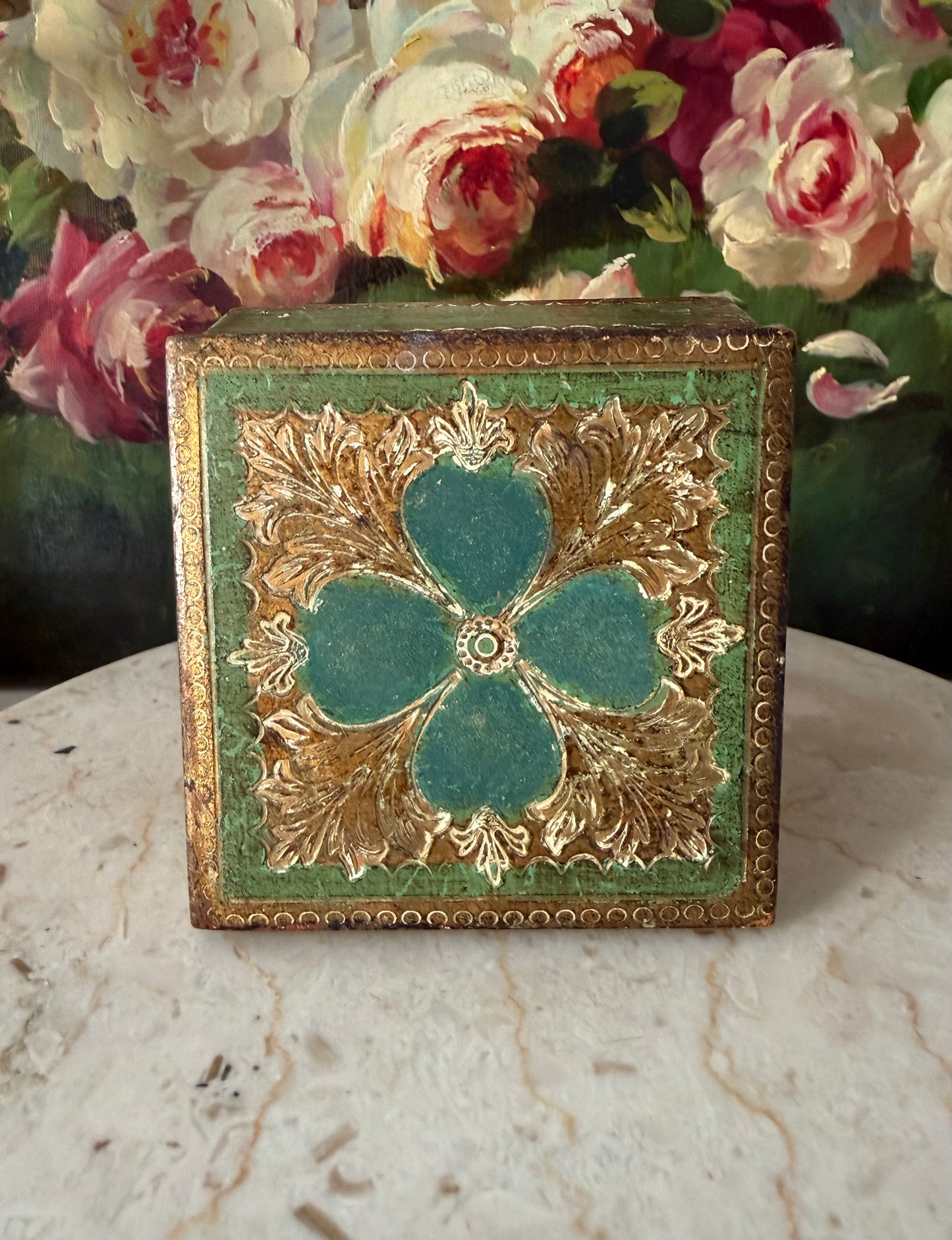 Italian Style Florentine Gold-gilded Wooden Vintage Jewelry or Trinket Box