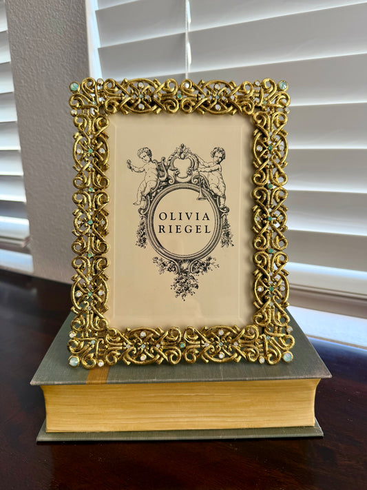 Olivia Riegel Vintage Luxury Decorative Jewel Encrusted Ornate Gold Plated Photo/ Picture Frame with Beautiful Crystals