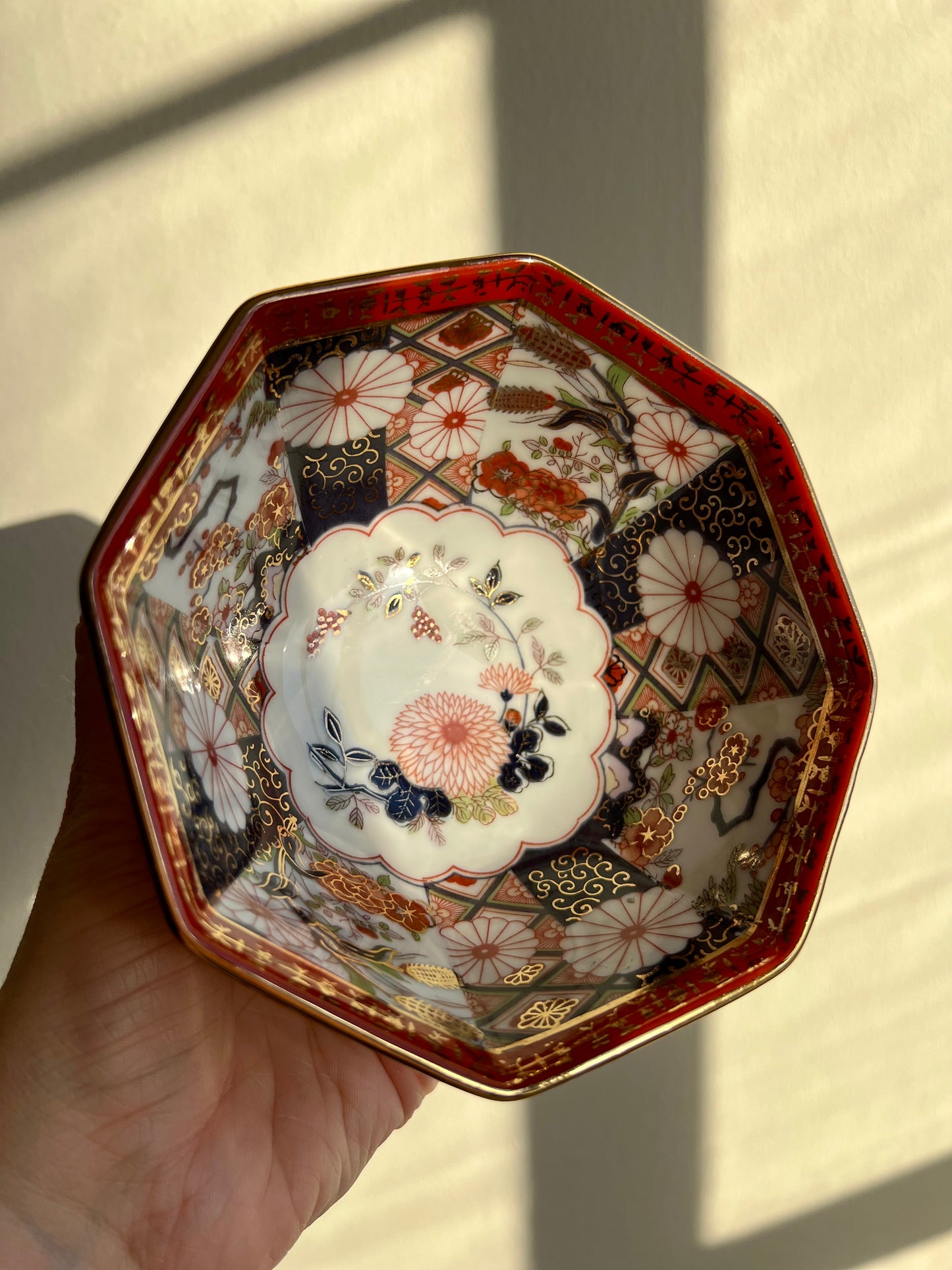 Octagon Saji Floral Japan Vintage Bowl