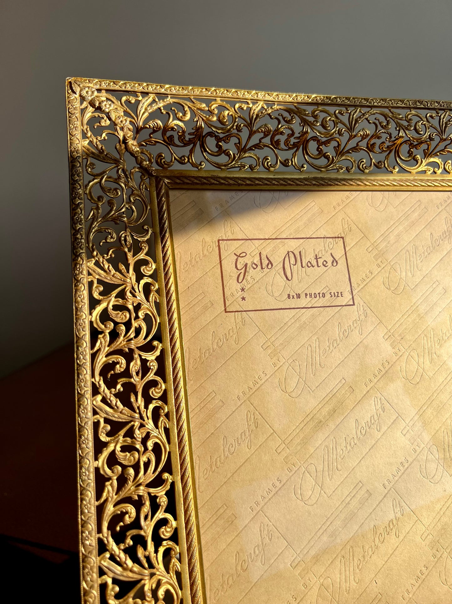 Gold Plated Antiqued Ornate Filigree Photo/ Picture Frame with Glass Front by Metalcraft, 8 X 10 Photo Size