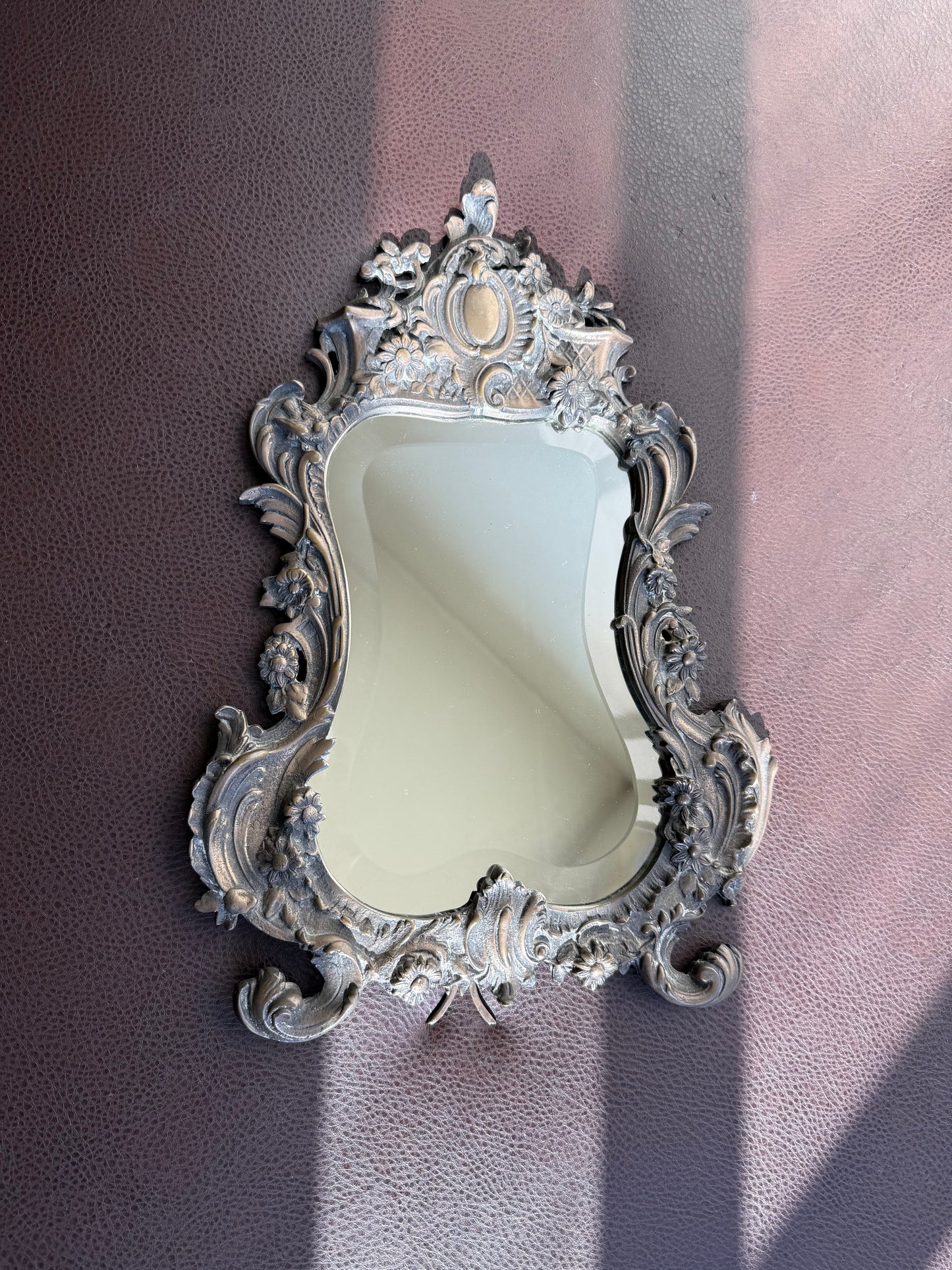 Antique Bronze Rococo Style French Big Table and Makeup Mirror from the 19th or Early 20th Century