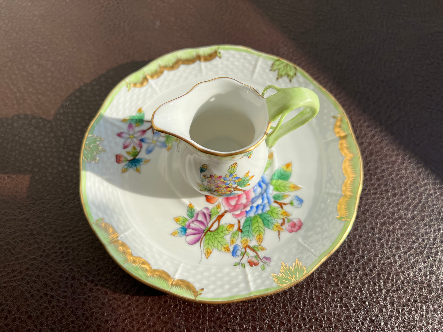 Herend Hungarian Vintage Queen Victoria Miniature Porcelain Creamer (2 oz)