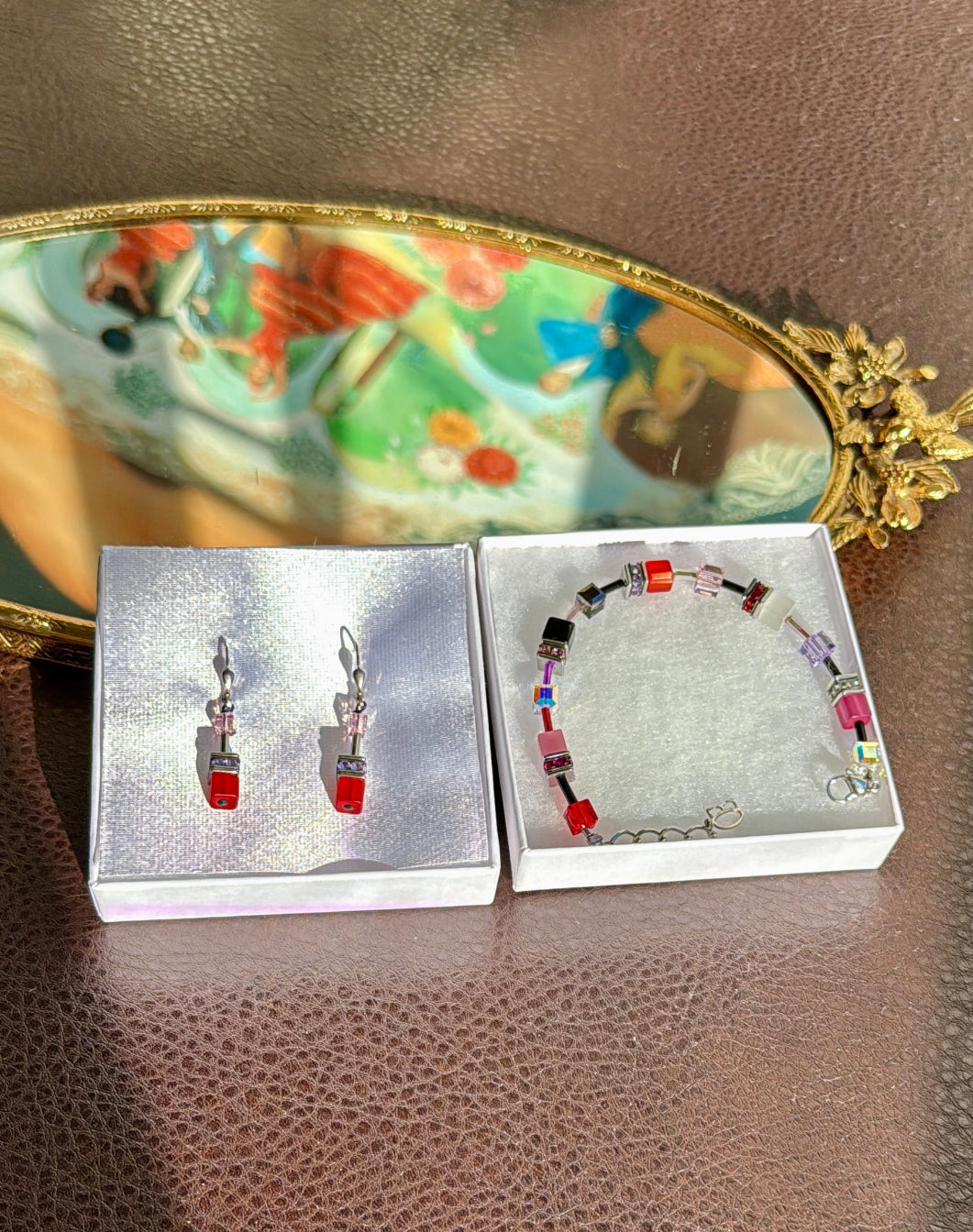 CoEur De Lion Geo Cube Red Earrings in Original Box