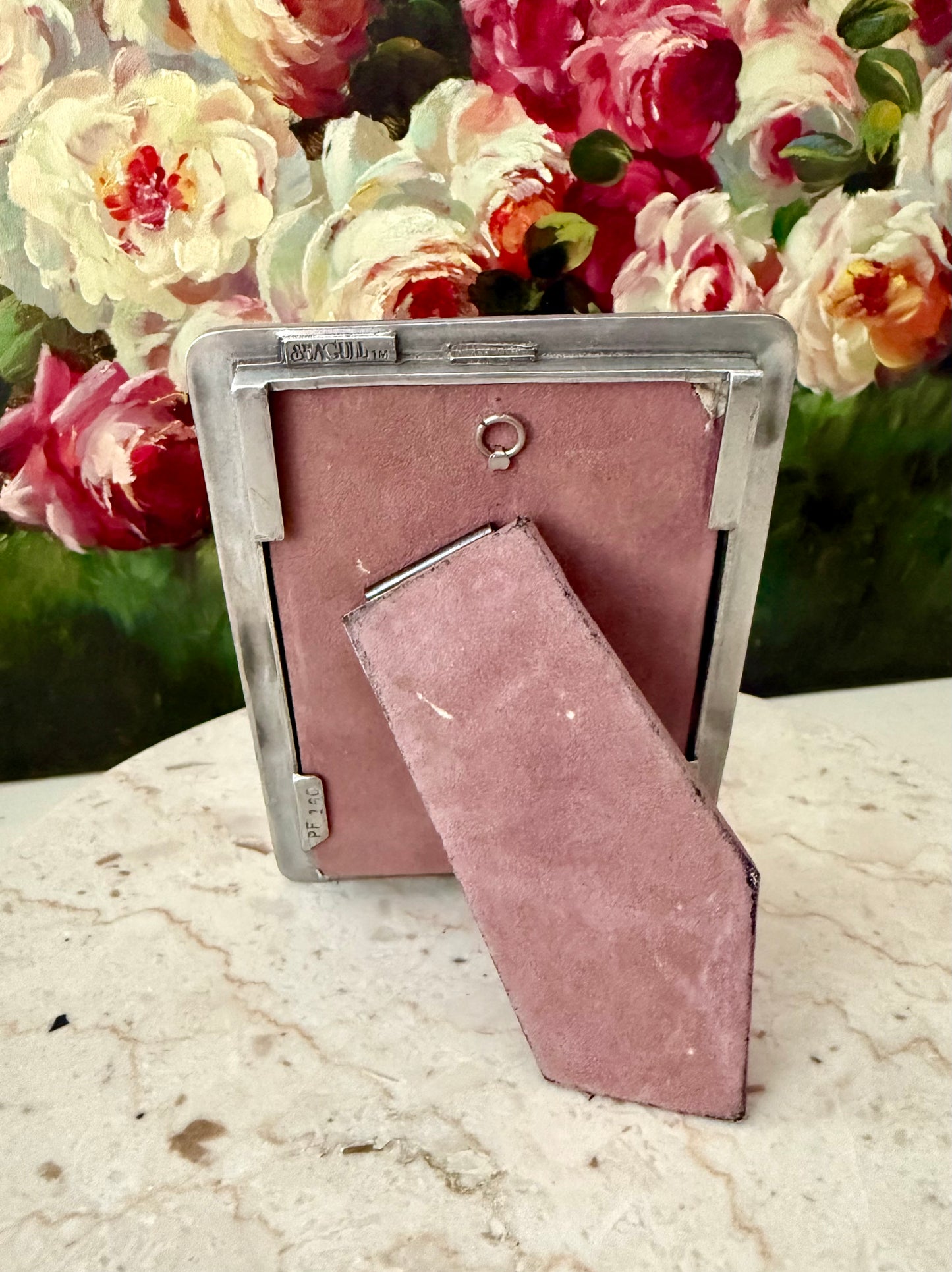 1988 Silver Plated Vintage Seagull Pewter Equestrian Picture Frame (model PF160) - Made in Canada