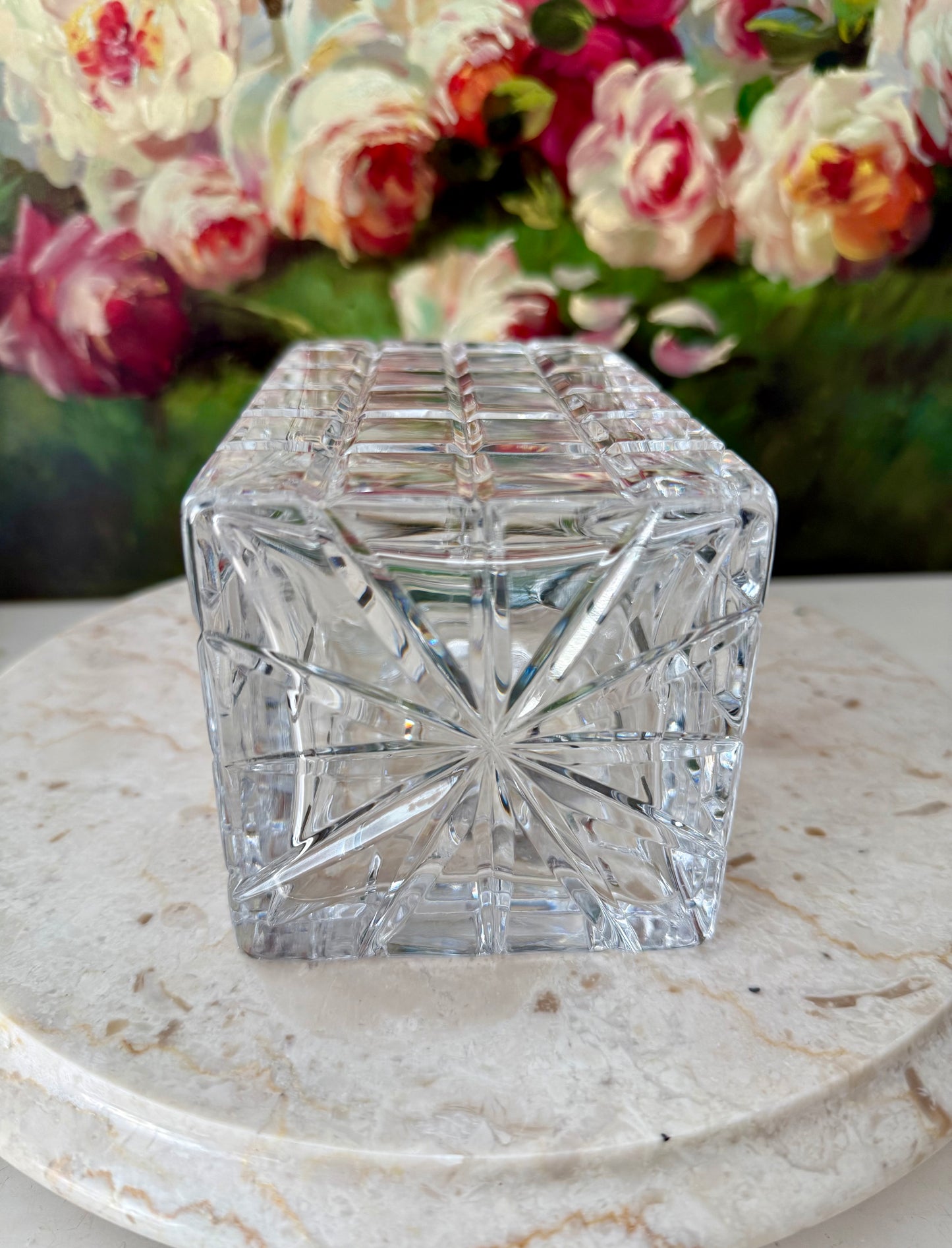 Atlantis Helsinki Style Vintage Cut Crystal Square Glass Whiskey Decanter with Stopper