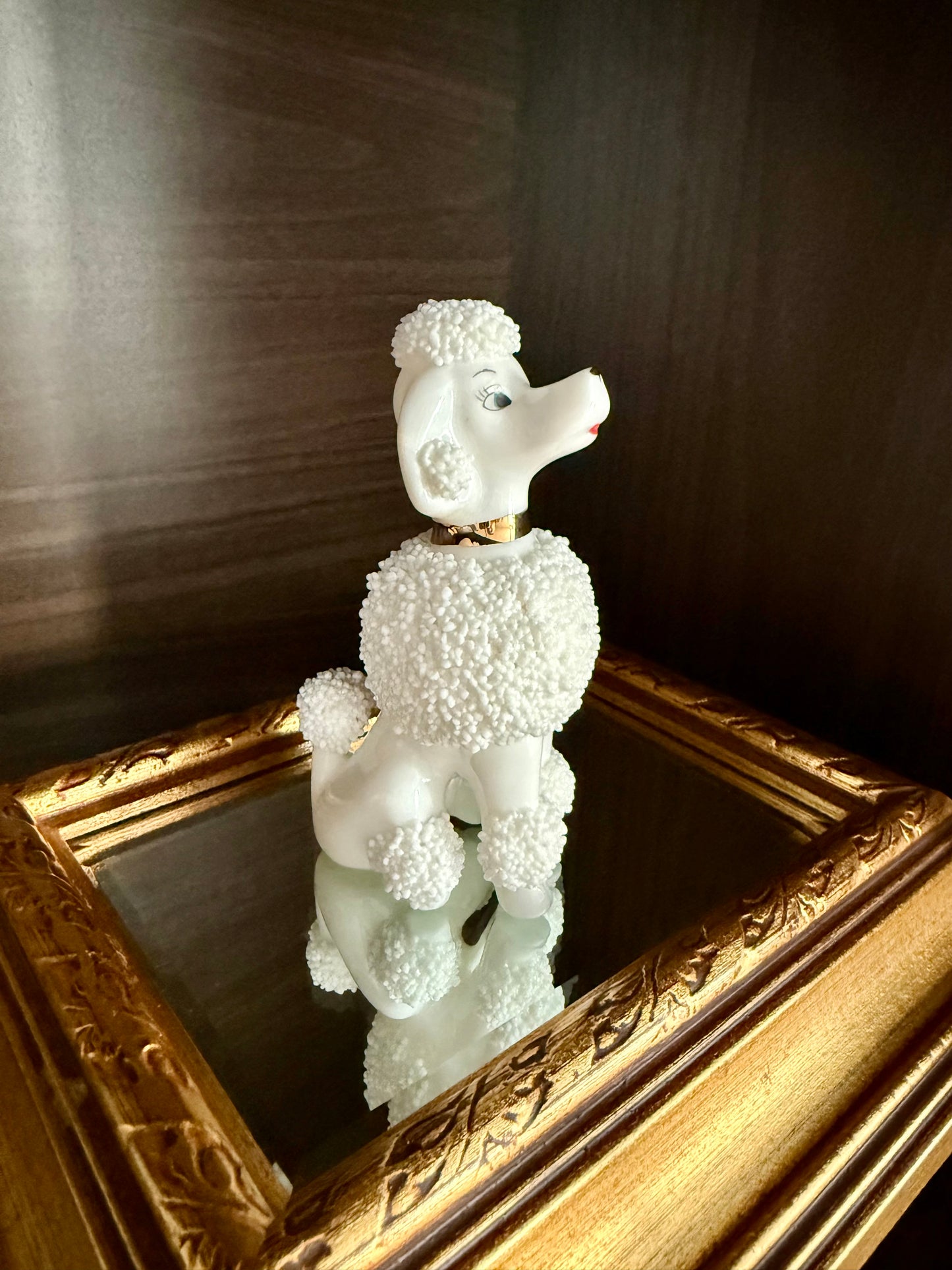 Vintage White Porcelain Spaghetti or Sugar Poodle Figurine Dog, Numbered - Made in Japan