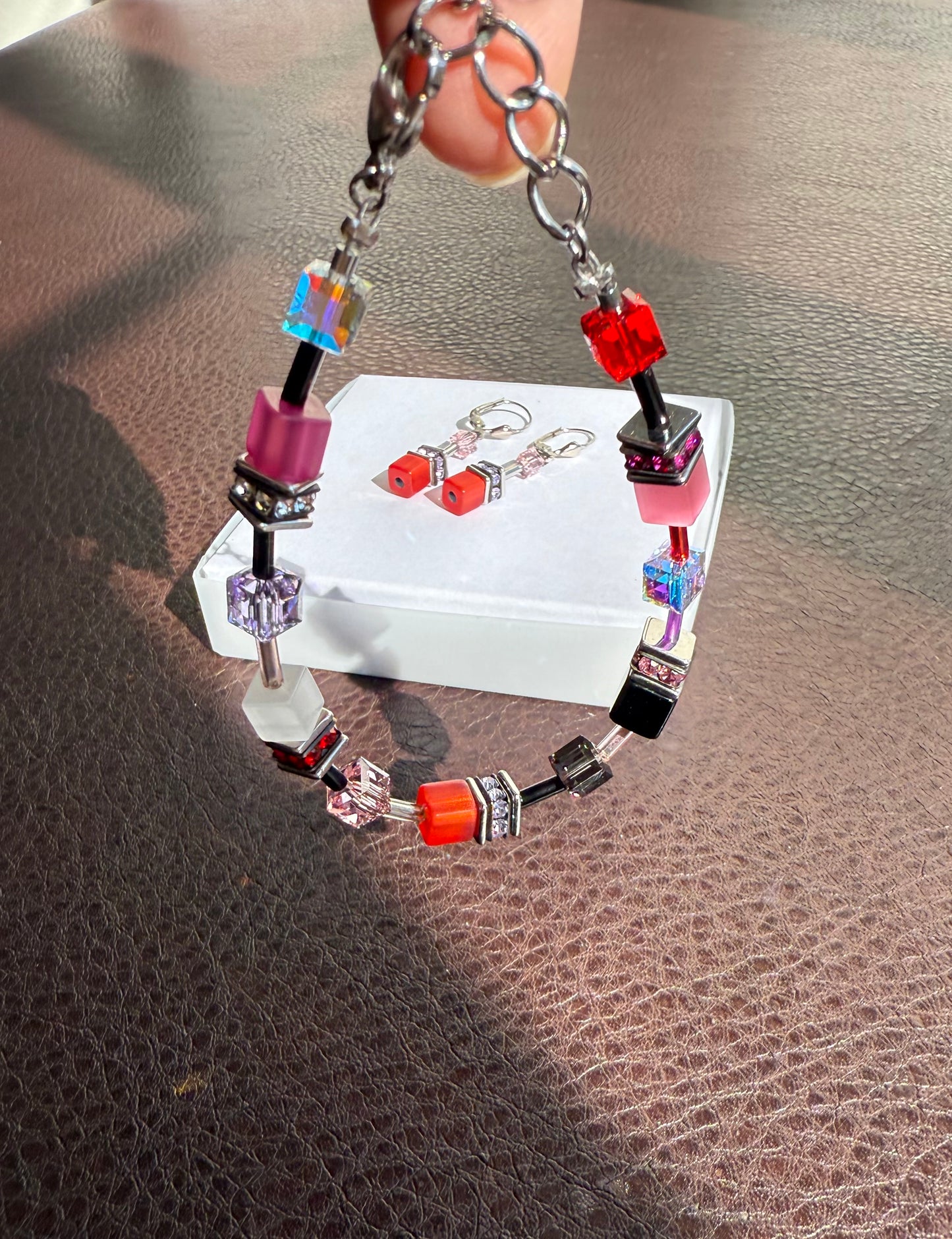 CoEur De Lion Geo Cube Red Earrings in Original Box