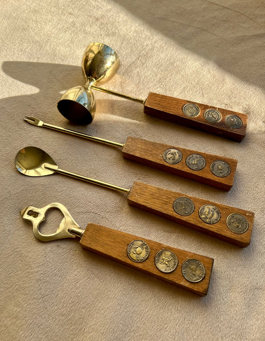 Very Unique Vintage 4 Piece Bar Tools, Mixing Set