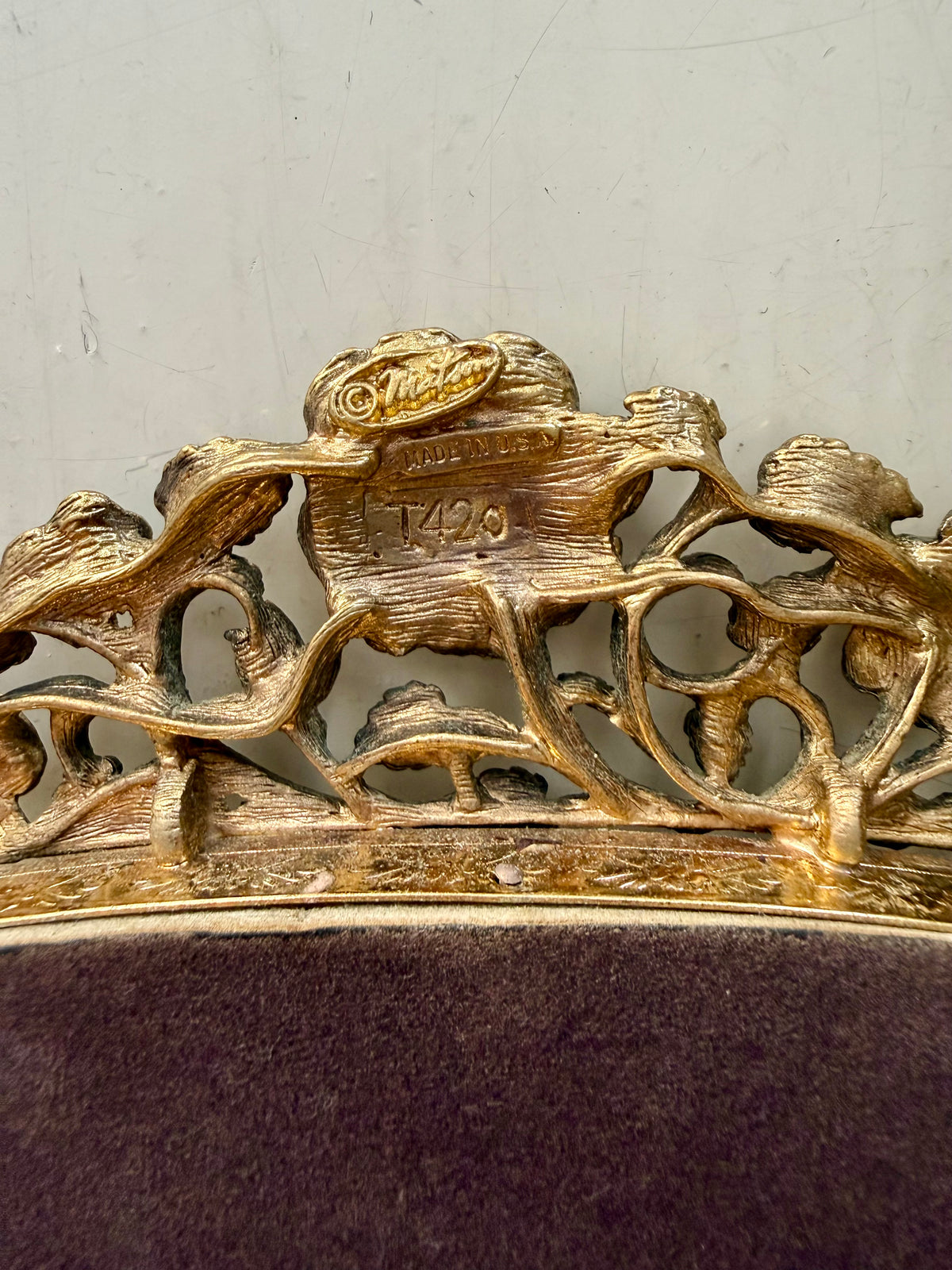 Matson Hollywood Regency Vintage Ornate 24K Gold Gilt Vanity Perfume Mirror Tray with Roses Motifs