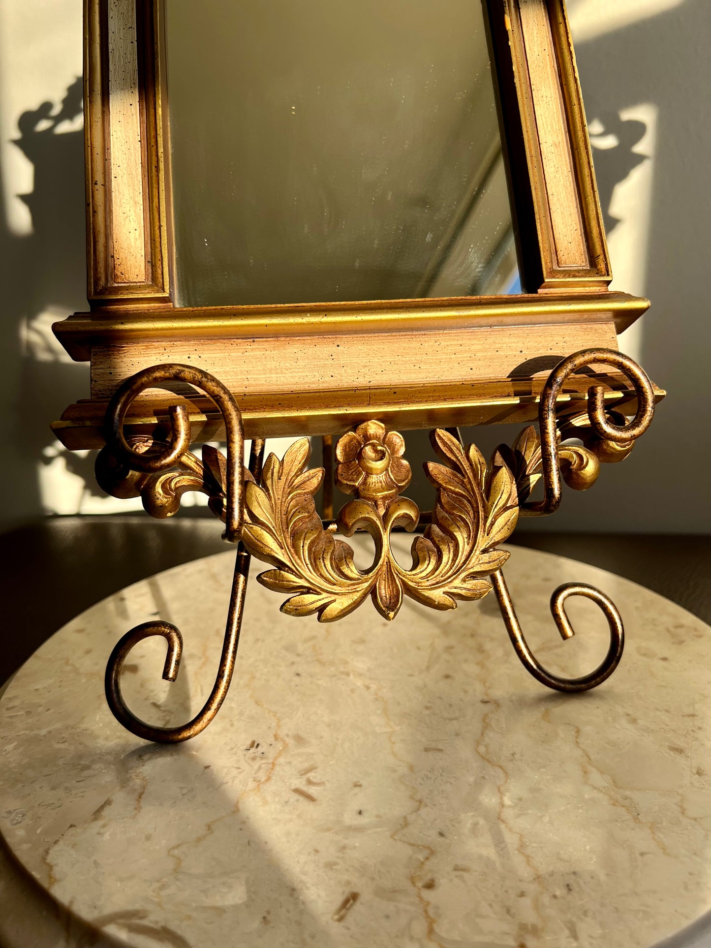 Syroco Decorative Rococo Style Gilded Vintage Wall or Shelf Mirrors (2 pcs)