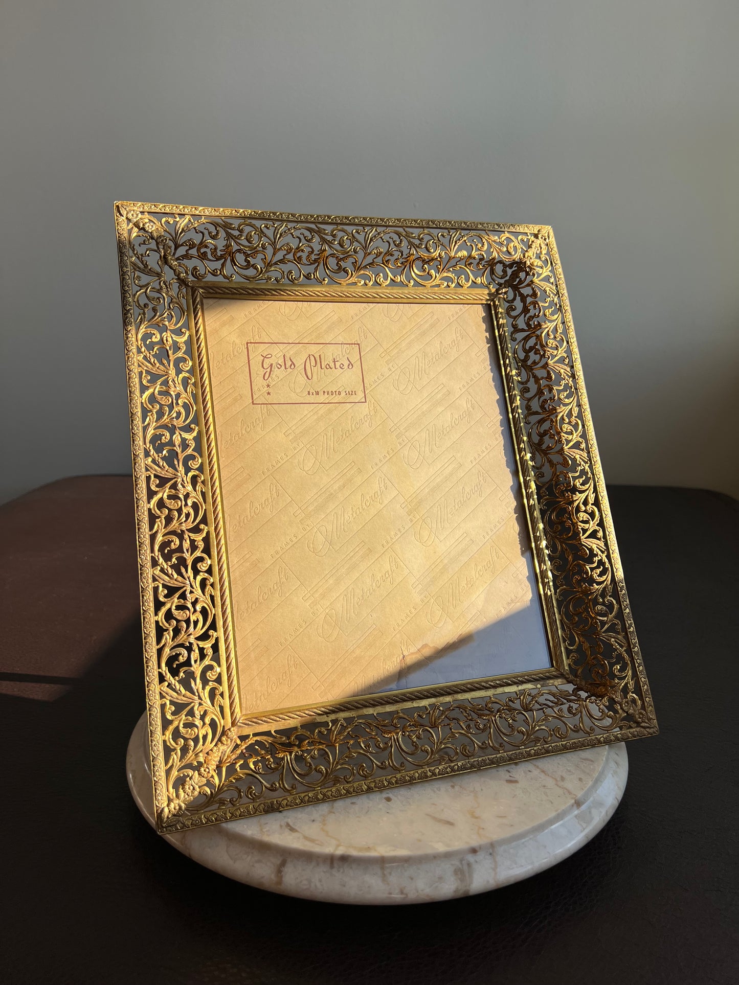 Gold Plated Antiqued Ornate Filigree Photo/ Picture Frame with Glass Front by Metalcraft, 8 X 10 Photo Size