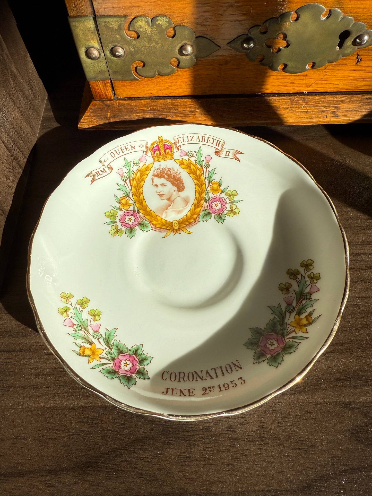 Coronation 1953 H.M. Queen Elizabeth Vintage Tuscan Bone China Roses Tea cup and Saucer, Numbered