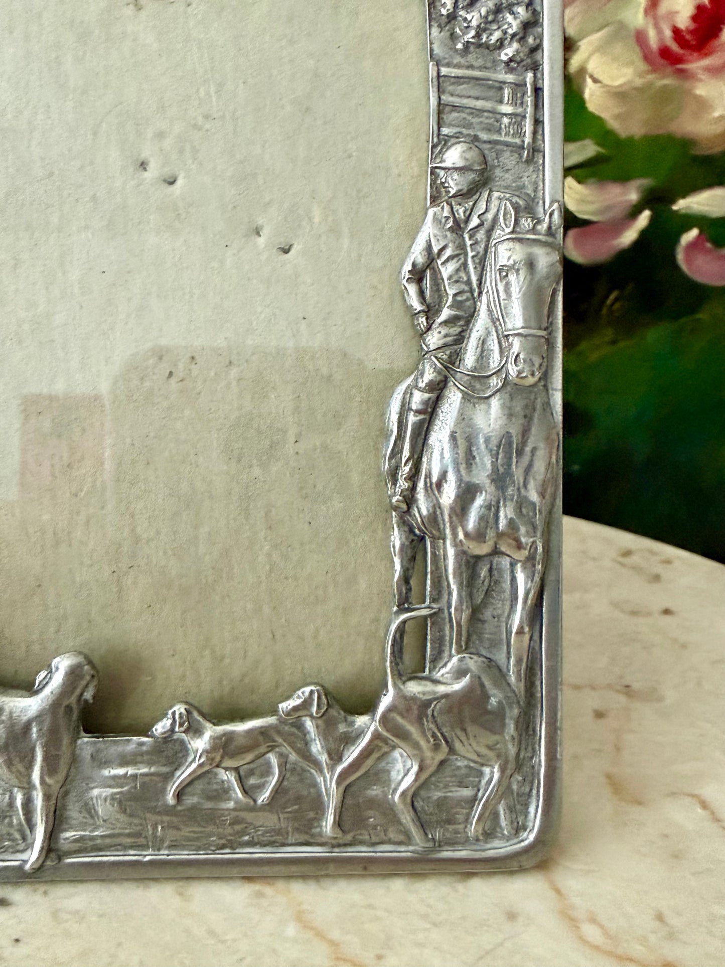 1988 Silver Plated Vintage Seagull Pewter Equestrian Picture Frame (model PF160) - Made in Canada