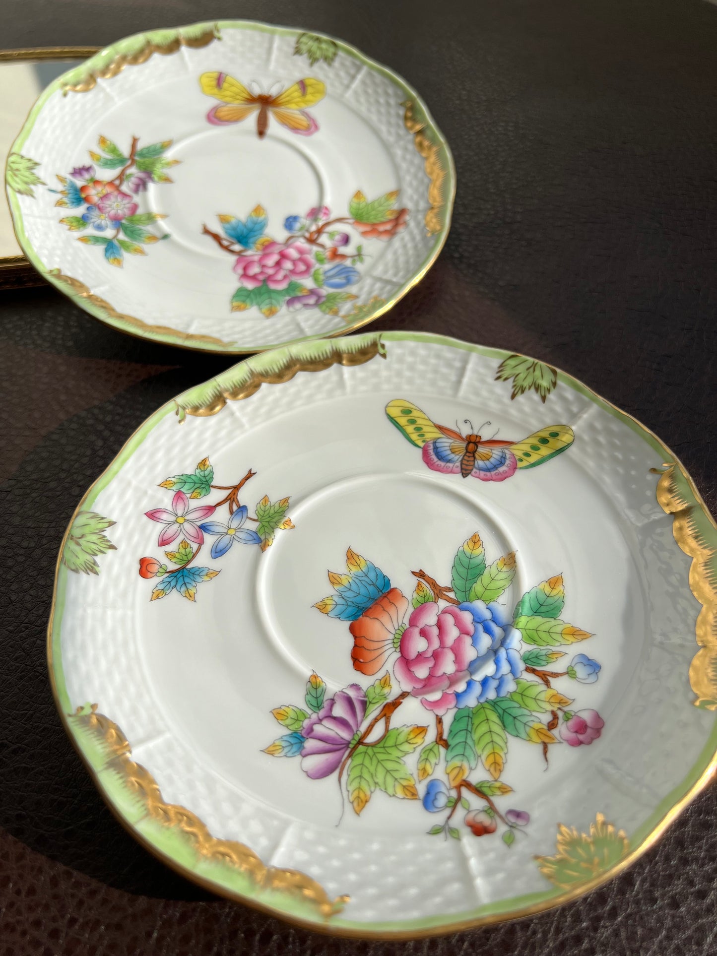 Herend Queen Victoria Vintage Butterfly Porcelain Tea Saucers