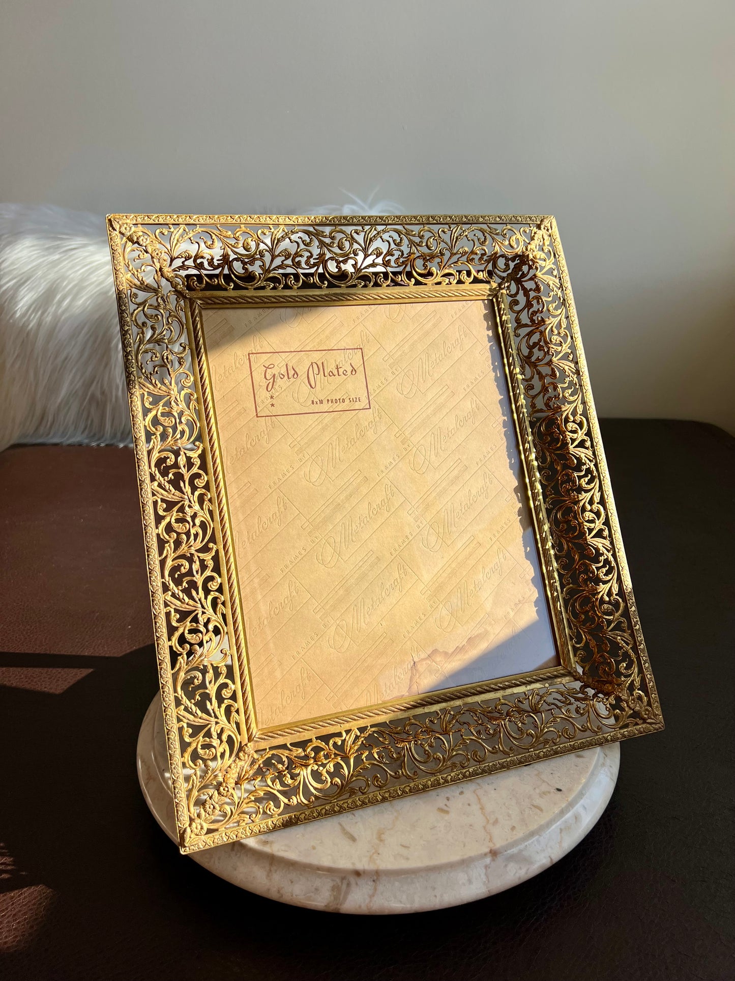 Gold Plated Antiqued Ornate Filigree Photo/ Picture Frame with Glass Front by Metalcraft, 8 X 10 Photo Size