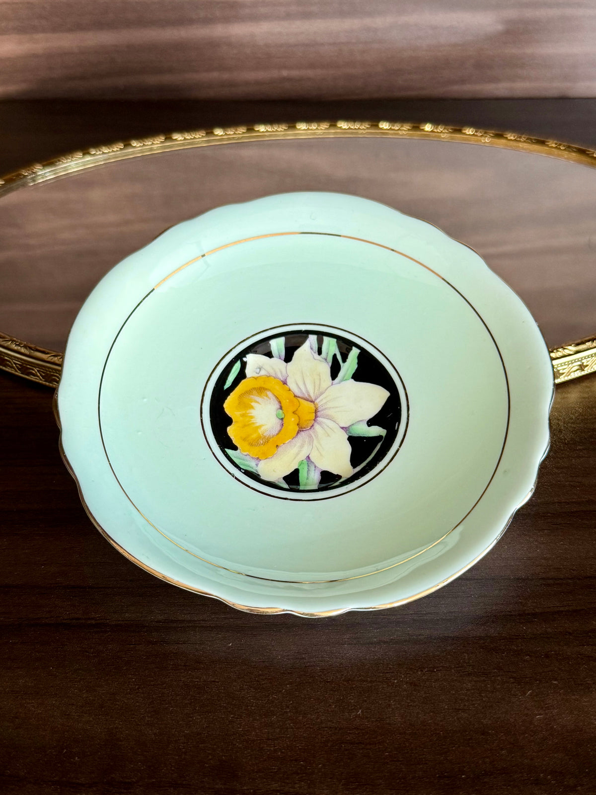 Antique 1940s Paragon Daffodil (Narcissus) Hand-Painted Porcelain Teacup and Saucer - Made in England