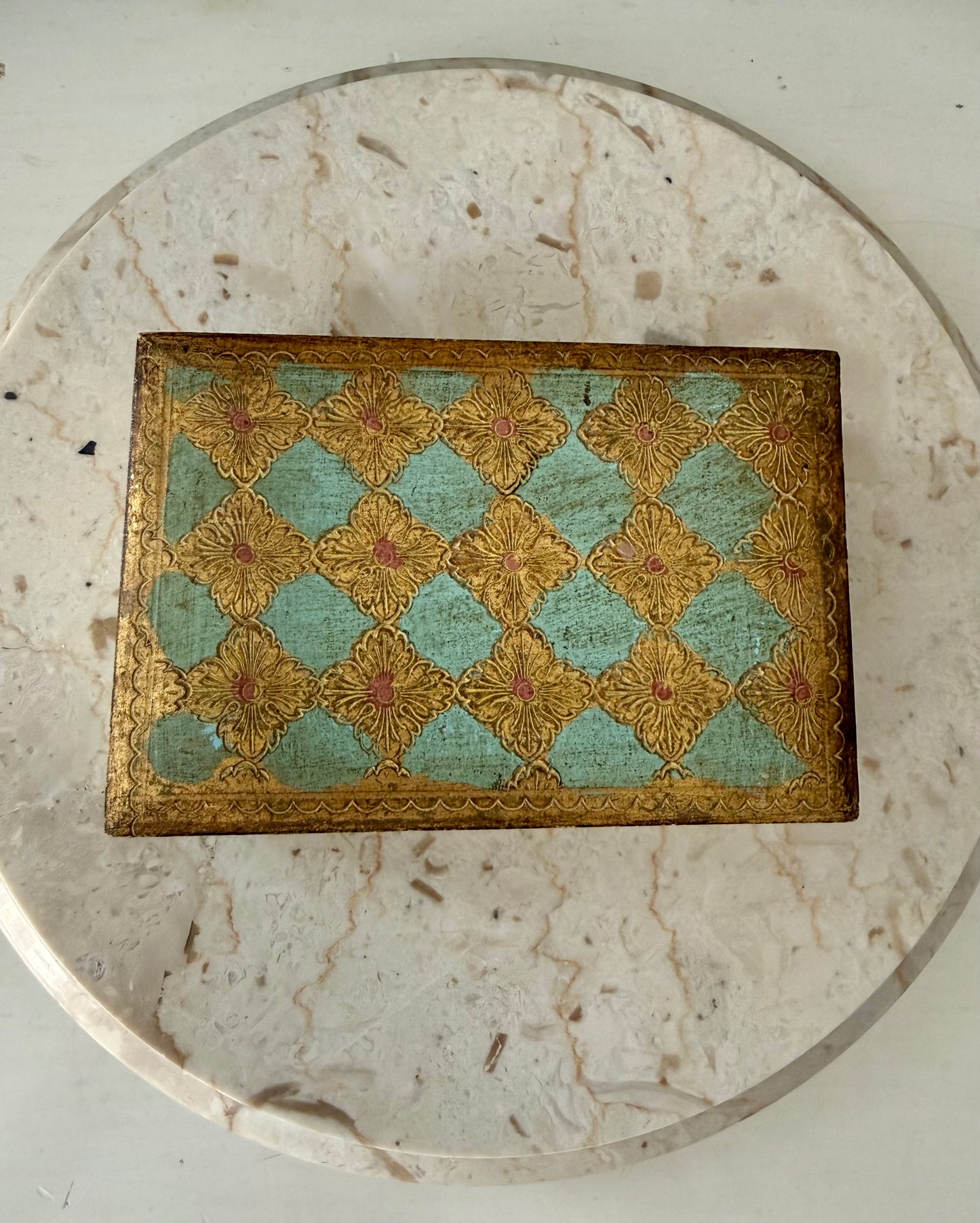 Italian Vintage Florentine Gold Gilt Wooden Handmade Jewelry Box