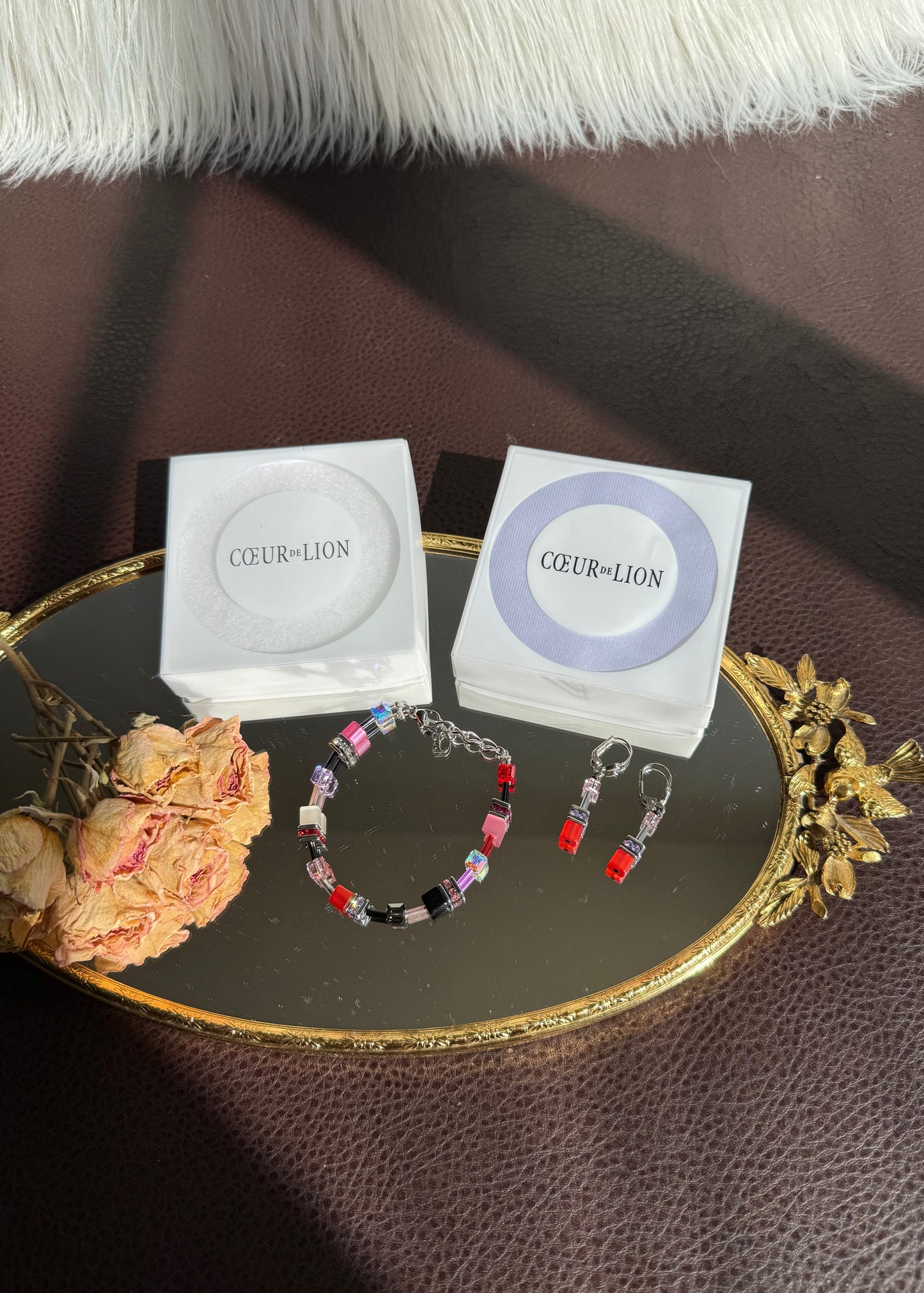 CoEur De Lion Geo Cube Red Earrings in Original Box
