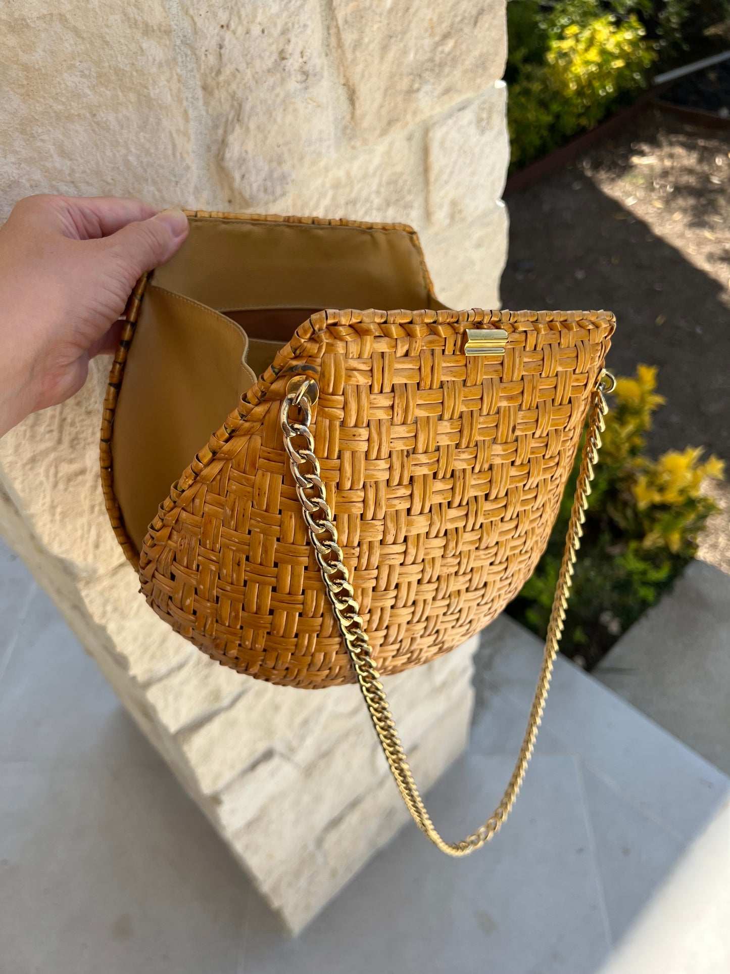 RODO Made in Italy Vintage Glazed Wicker Mustard Yellow Purse and Clutch