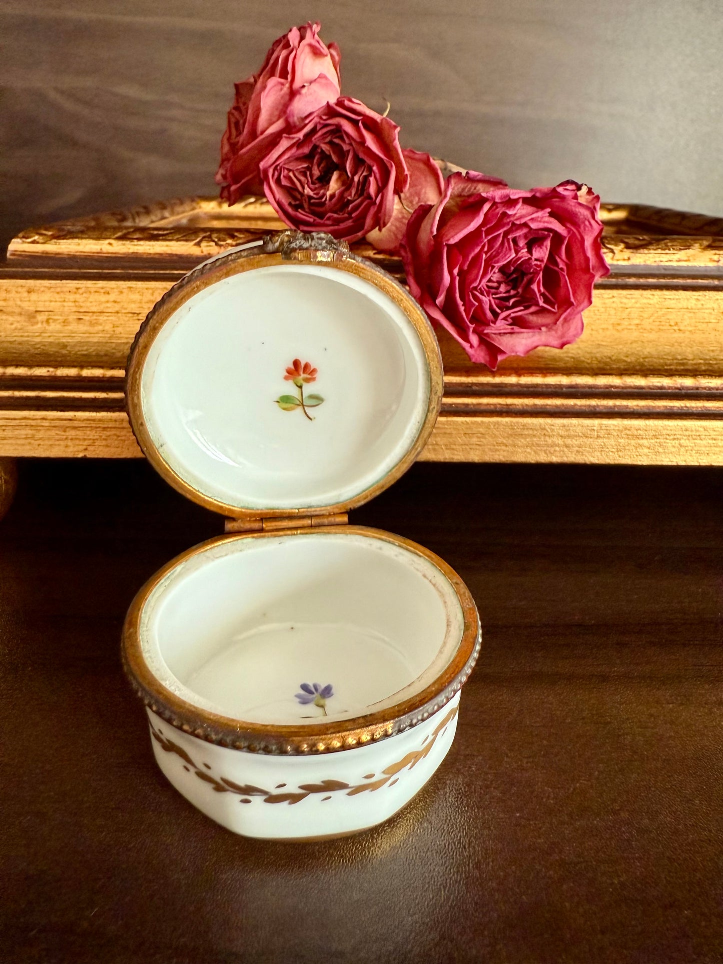 Antique Handmade and Hand-Painted Paris 1854 Porcelain Jewelry Box or Ring Holder - Made in France