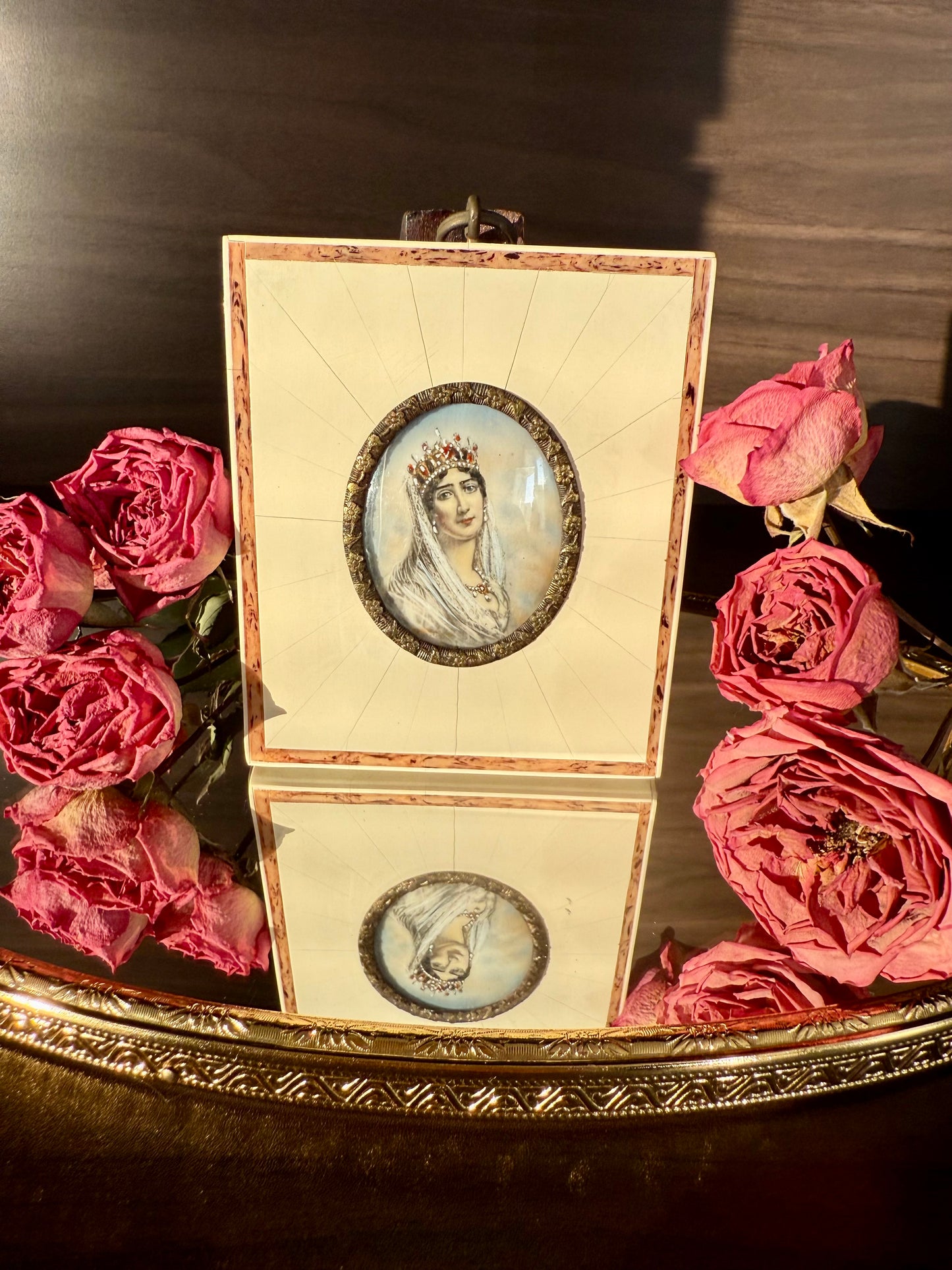 Antique early 20th-Century Miniature Hand-Painted Portrait of Empress Joséphine de Beauharnais, the first wife of Napoleon Bonaparte