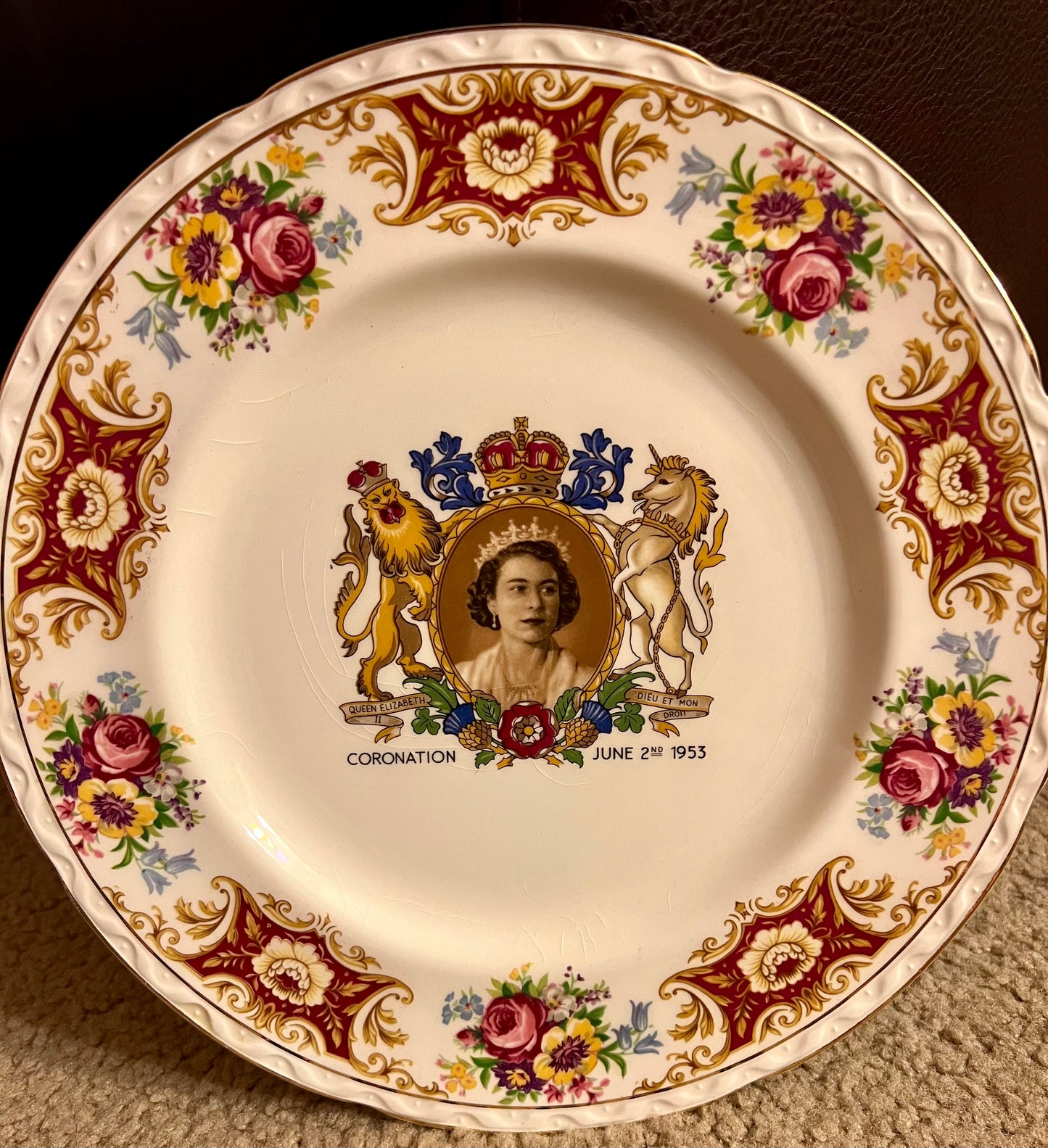 Vintage Commemorative Plate of Queen Elizabeth II’s Coronation in 1953