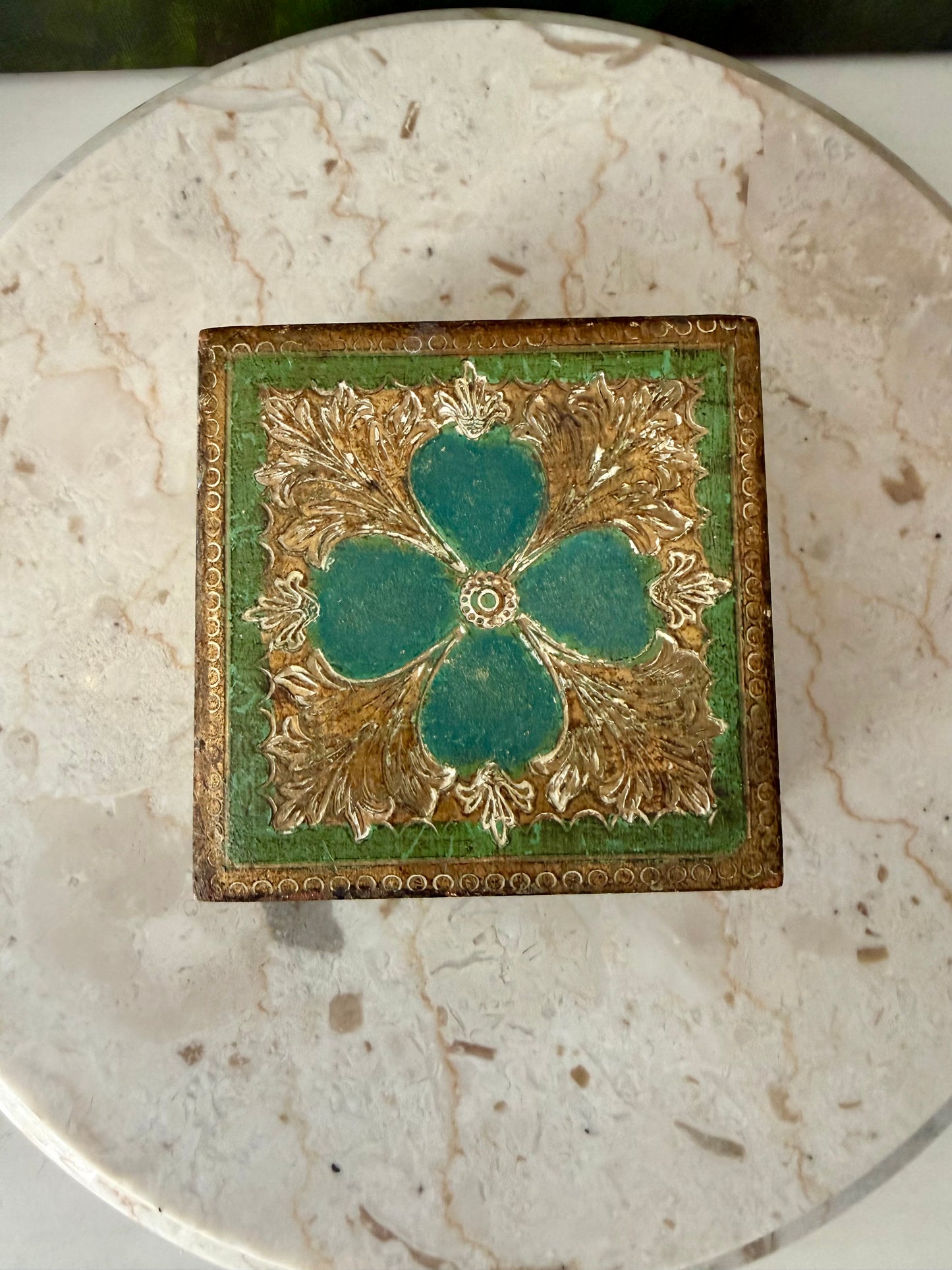 Italian Style Florentine Gold-gilded Wooden Vintage Jewelry or Trinket Box