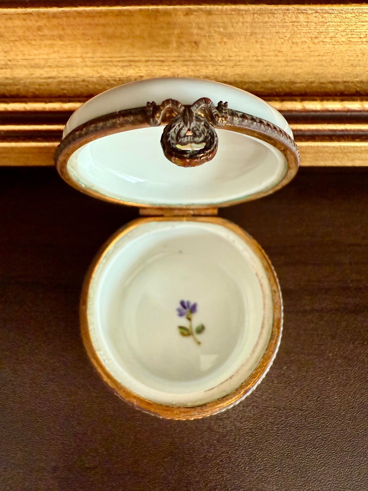 Antique Handmade and Hand-Painted Paris 1854 Porcelain Jewelry Box or Ring Holder - Made in France