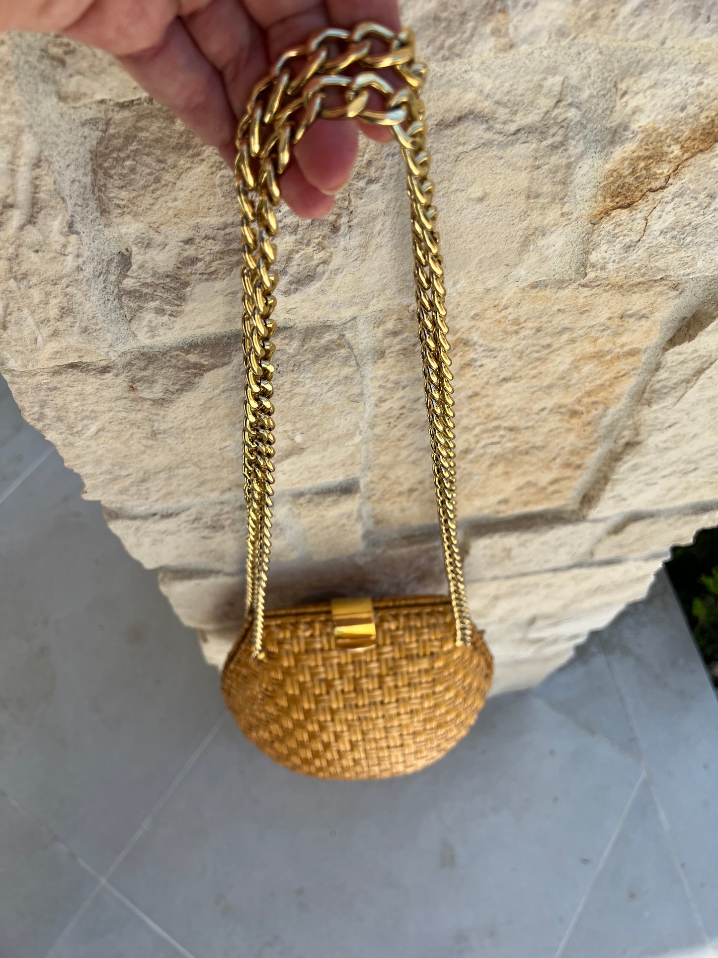 RODO Made in Italy Vintage Glazed Wicker Mustard Yellow Purse and Clutch