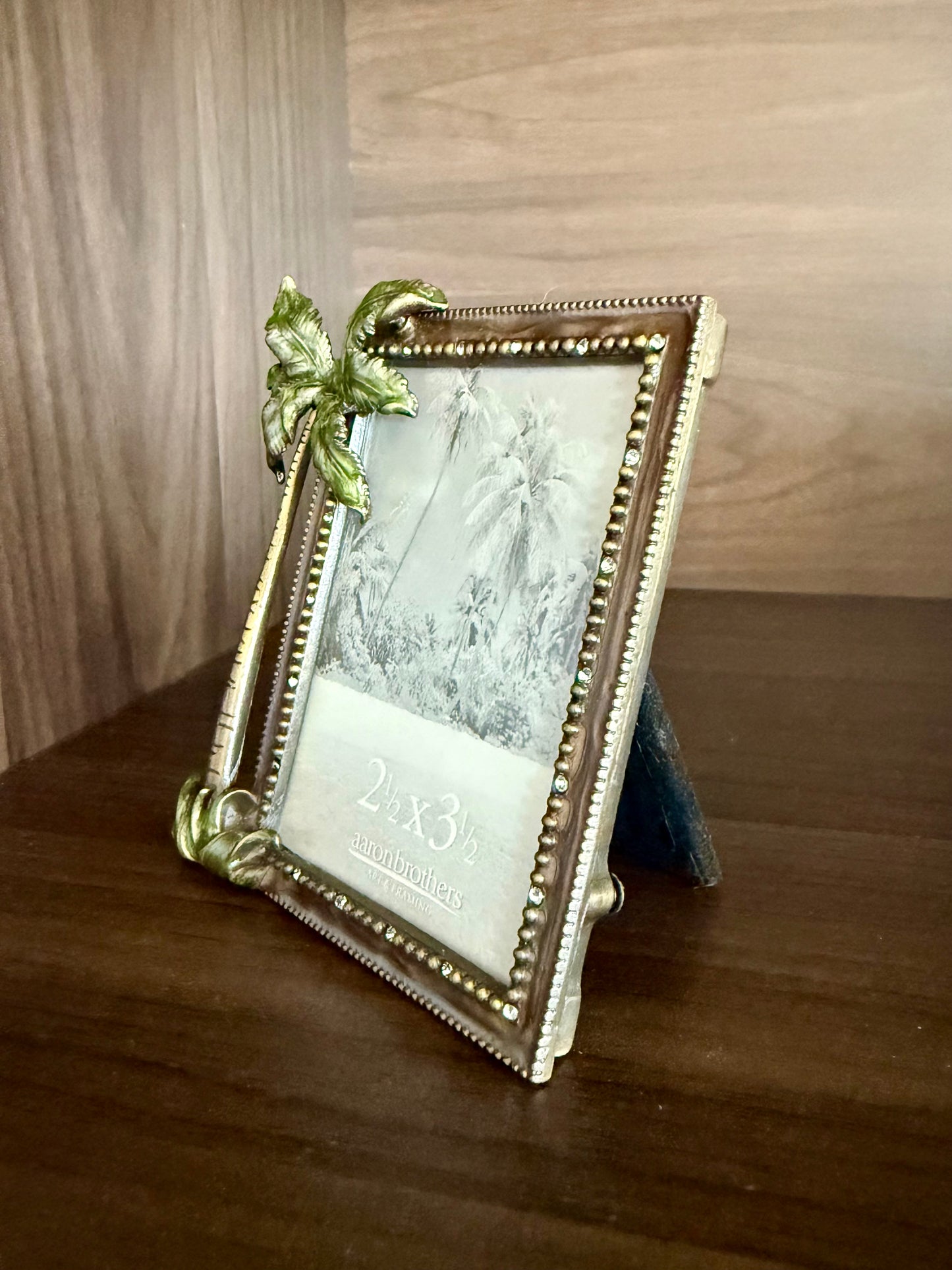Tropical Palm Trees Mini Enamel Photo/ Picture Frame with Rhinestones