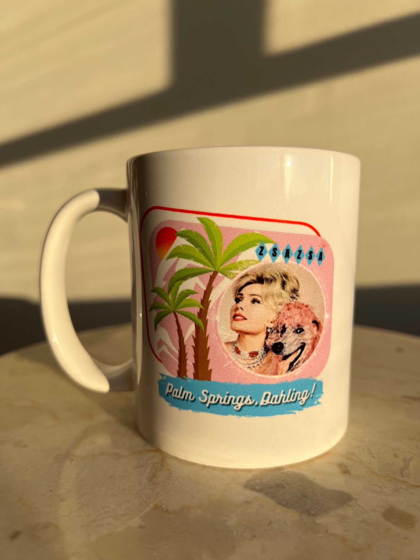 Zsa Zsa Dahling Original Unique New “Palm Springs, Dahling” Mug - Pink