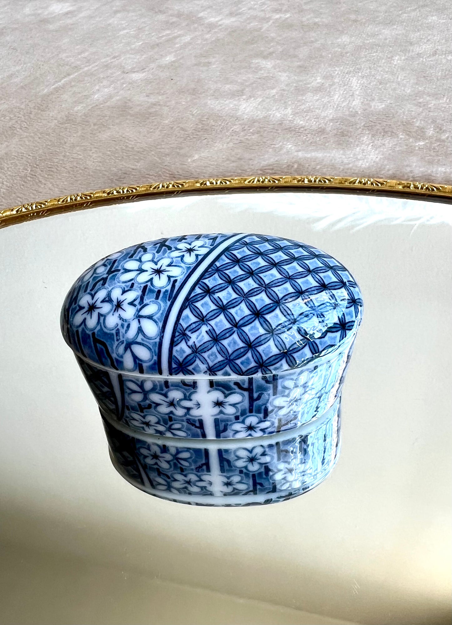 Blue and White Floral Tiffany & Co. Oval Mini Porcelain Vintage Jewlery Box