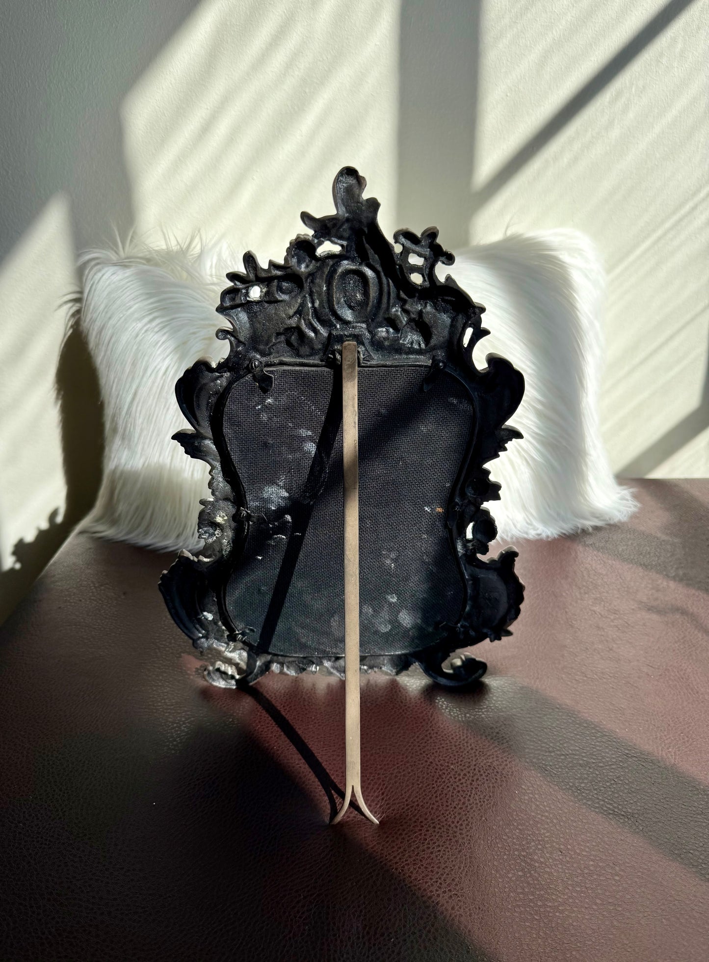 Antique Bronze Rococo Style French Big Table and Makeup Mirror from the 19th or Early 20th Century