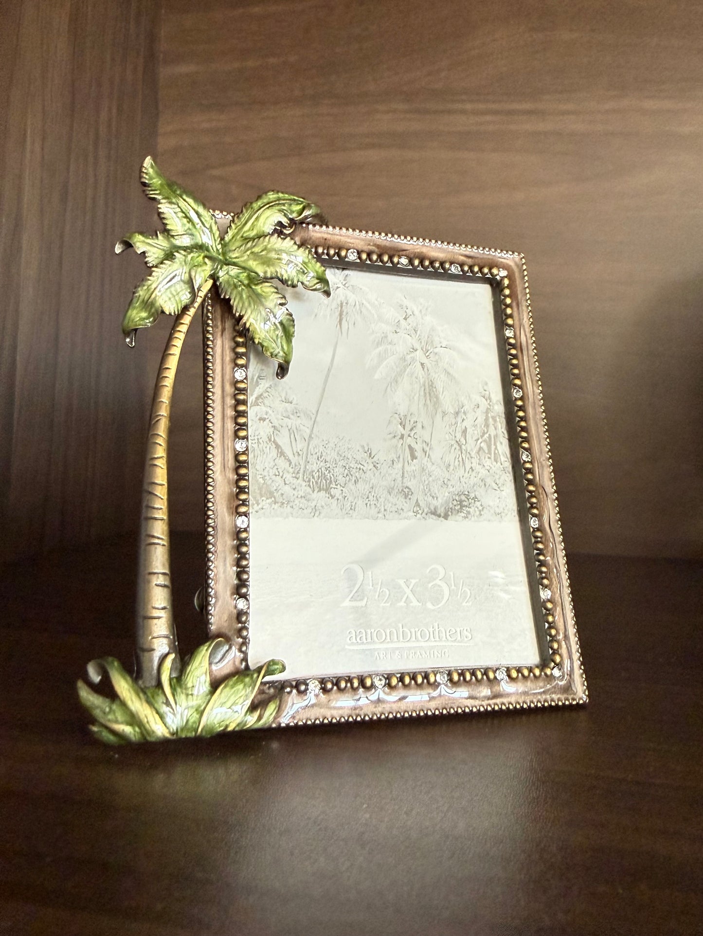 Tropical Palm Trees Mini Enamel Photo/ Picture Frame with Rhinestones