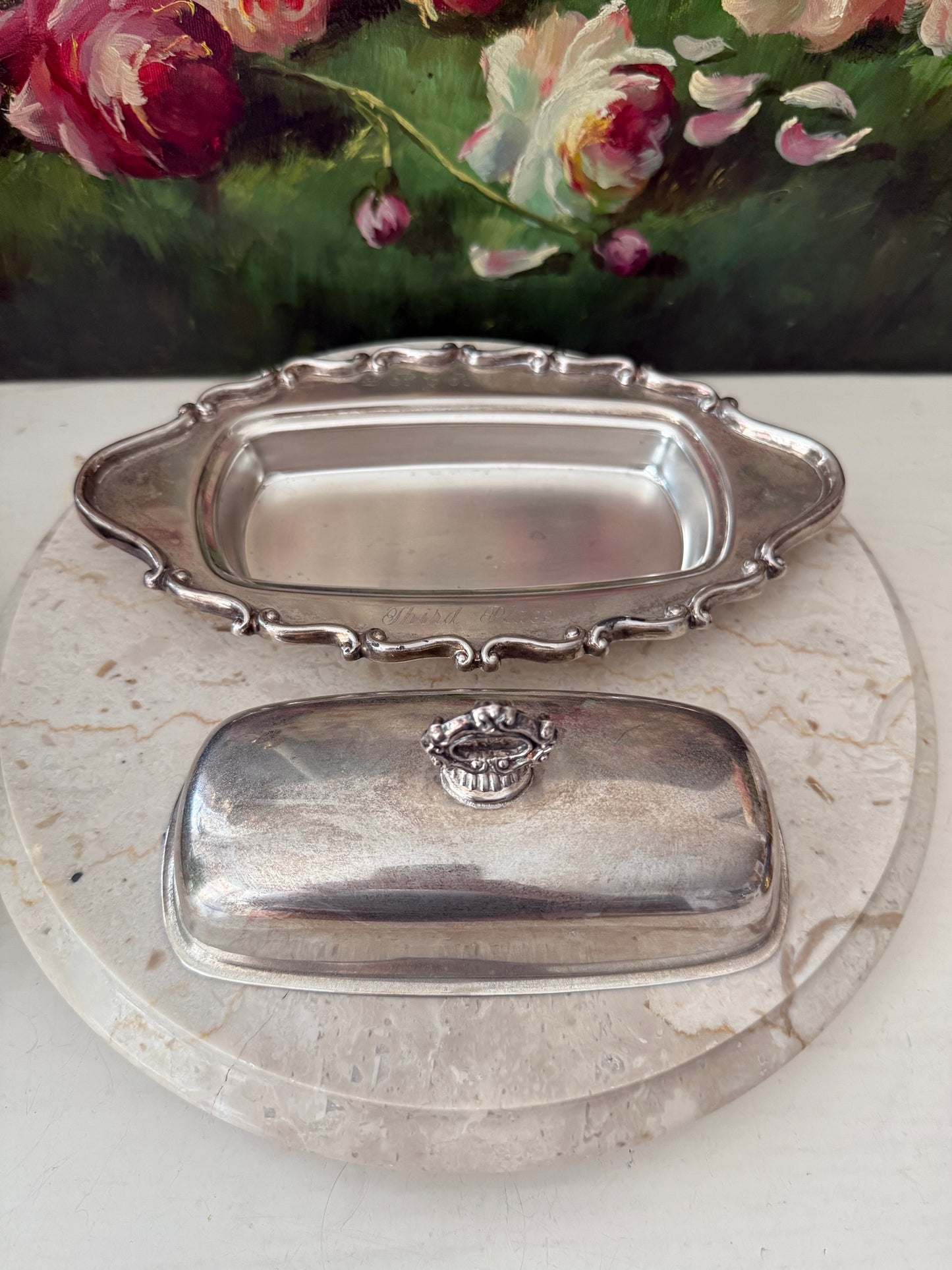 F.B. Rogers Silver Co., Vintage Silver Plate Lidded Butter Dish from the 1960s - Made in USA