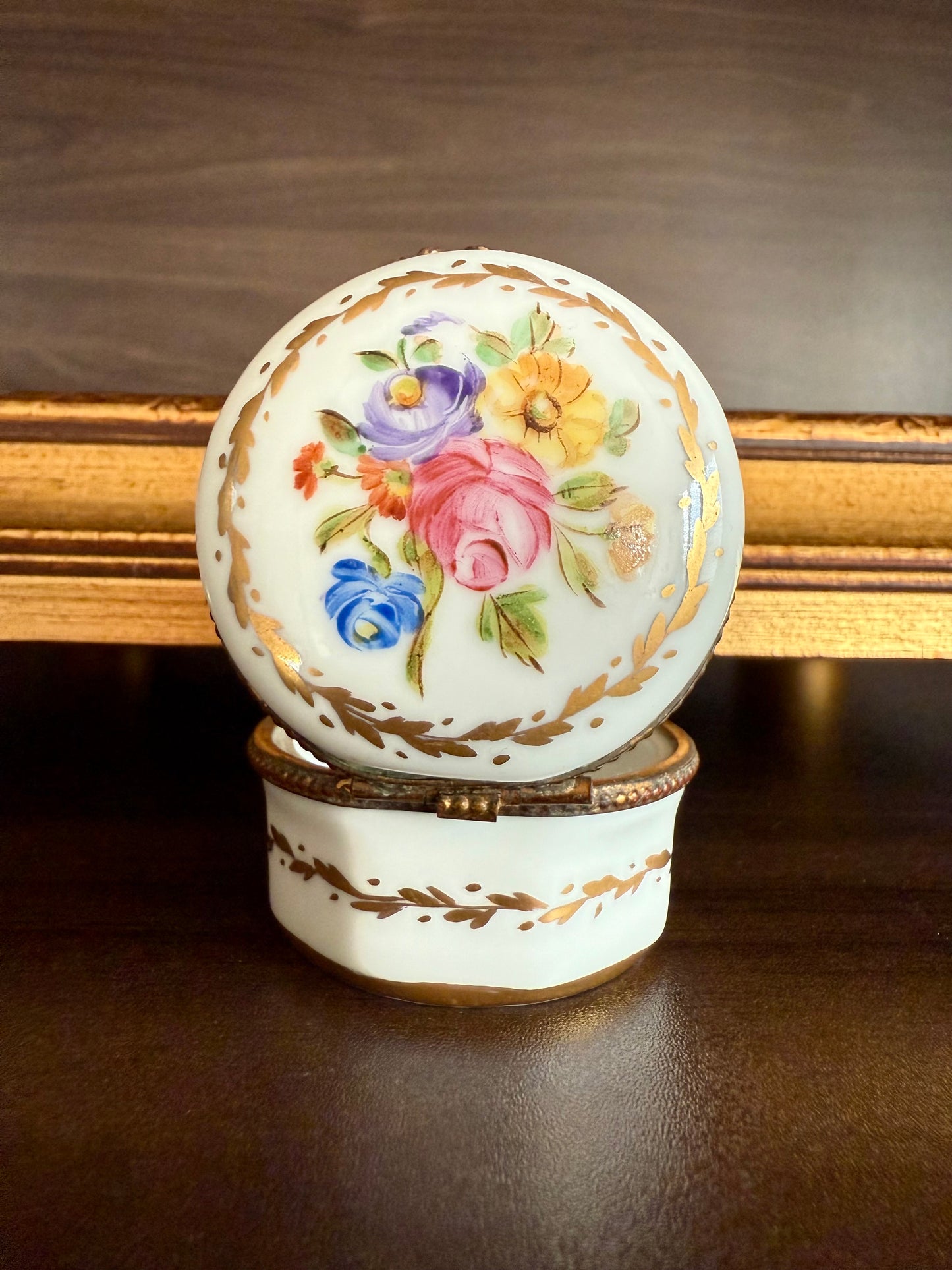 Antique Handmade and Hand-Painted Paris 1854 Porcelain Jewelry Box or Ring Holder - Made in France