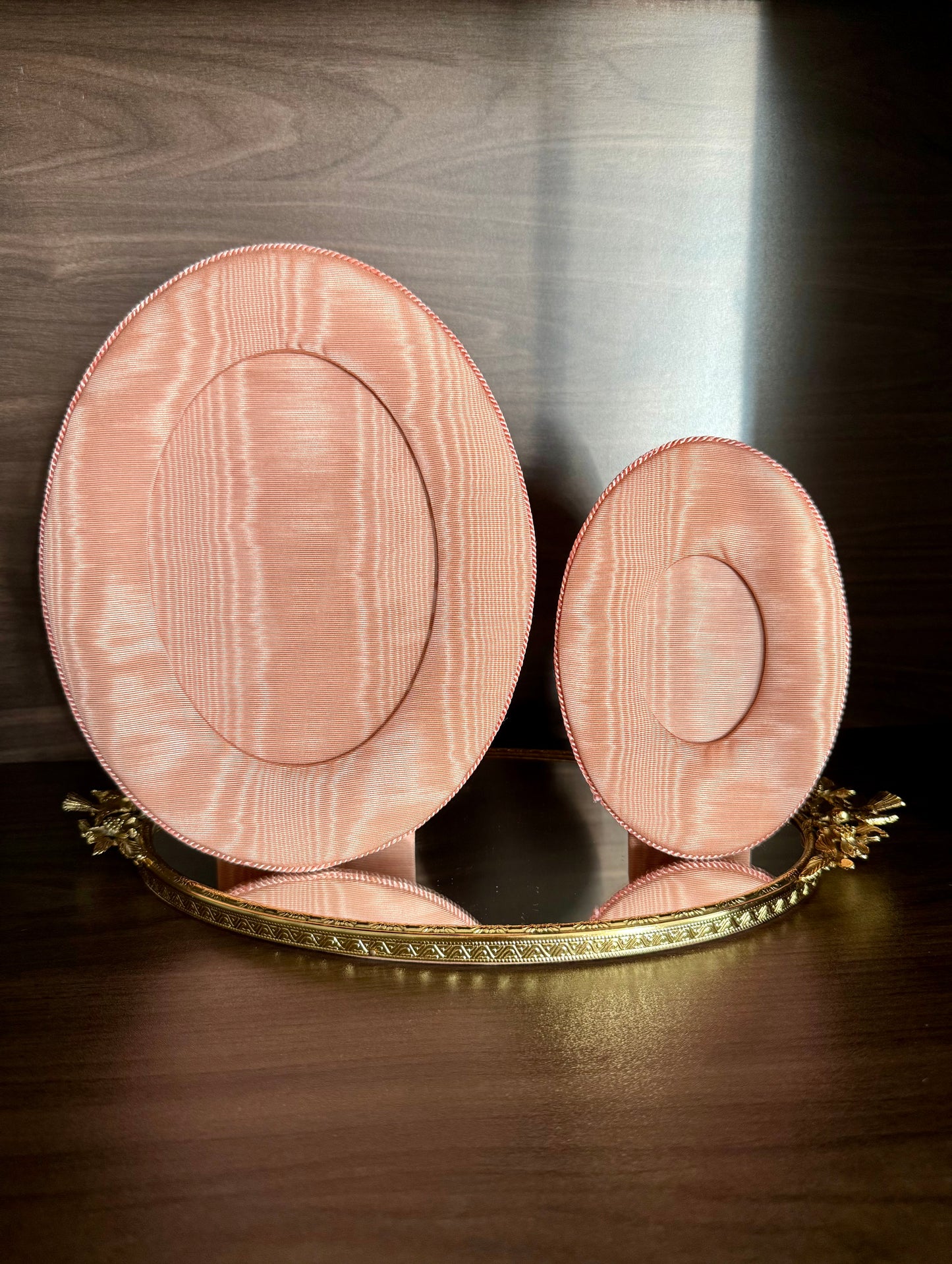 A Pair of Pink Elegant Silk fabric - coated Vintage Photo/ Picture Frames (2 pieces)