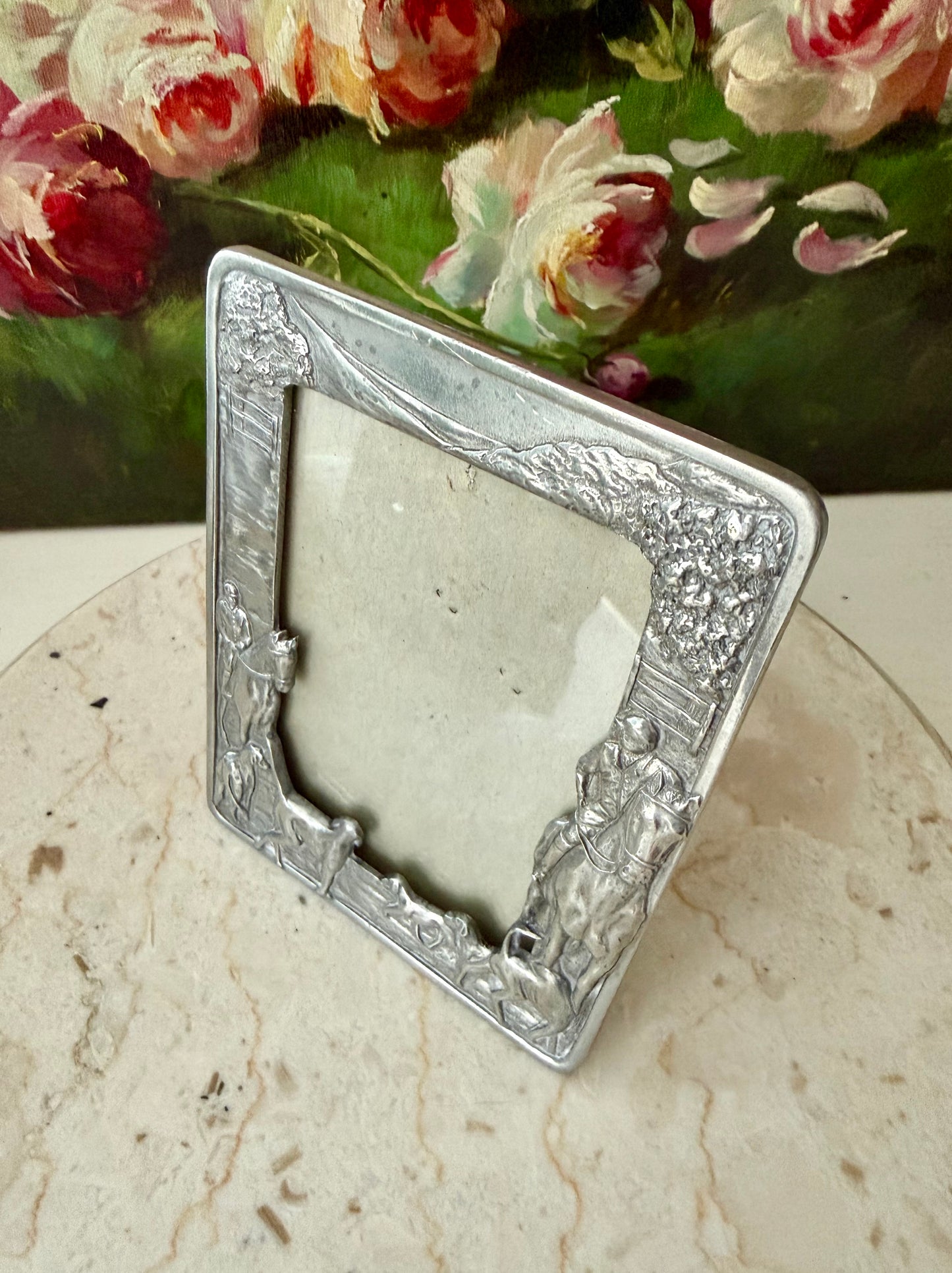 1988 Silver Plated Vintage Seagull Pewter Equestrian Picture Frame (model PF160) - Made in Canada