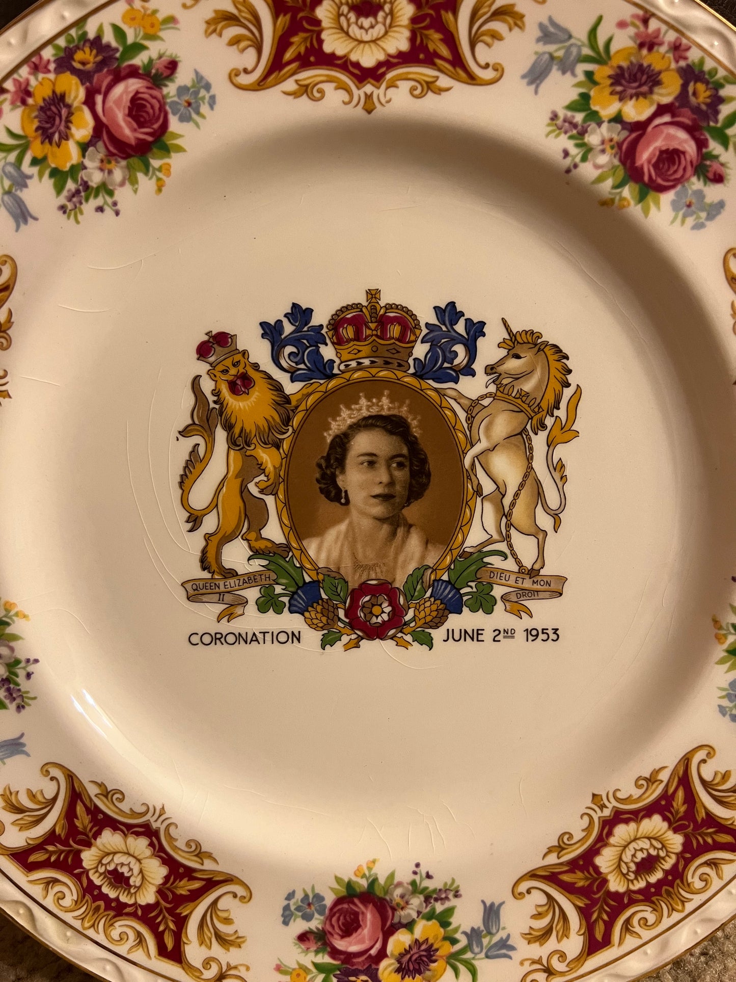 Vintage Commemorative Plate of Queen Elizabeth II’s Coronation in 1953