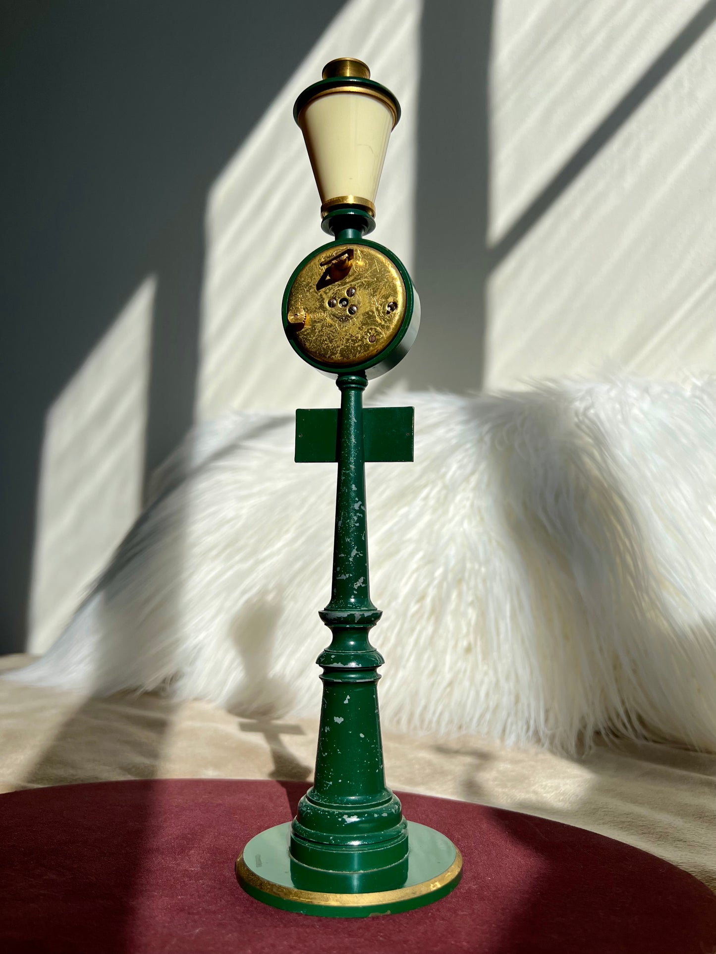 Jaeger LeCoultre Vintage Table Clock Rue De La Paix Street Green Lamp