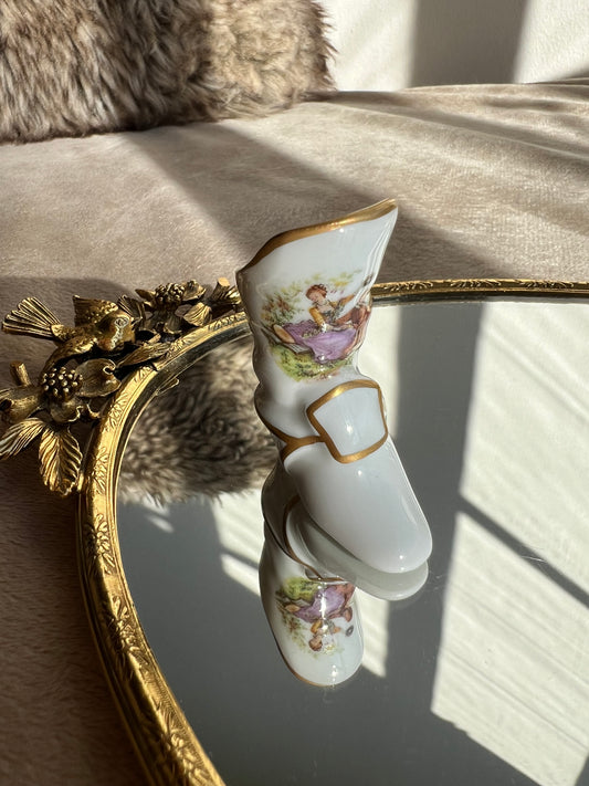 Miniature Limoges Porcelain Boot Souvenir