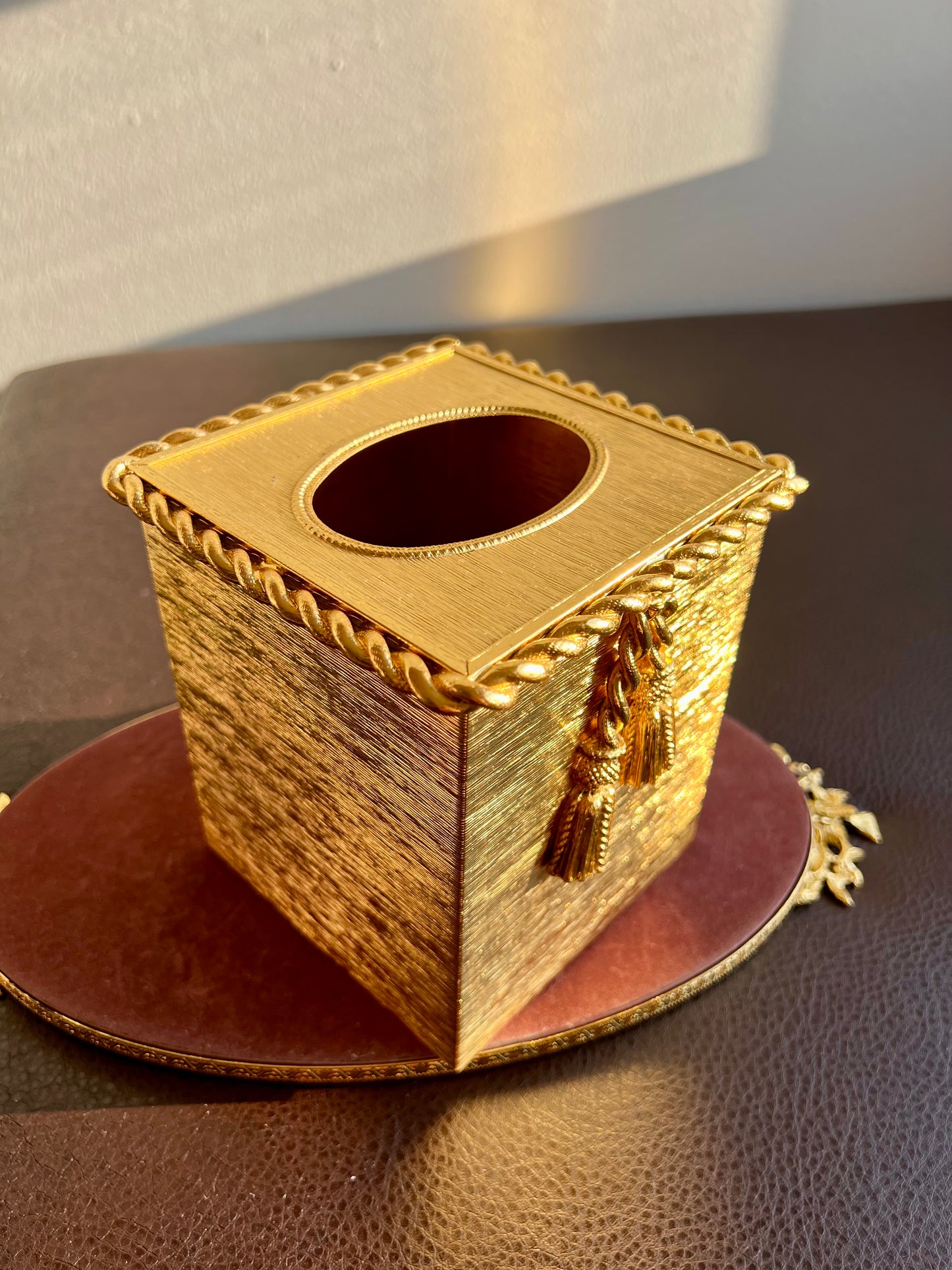 STYLEBUILT Vintage Tissue Box Cover with Gilt Rope & Tassel