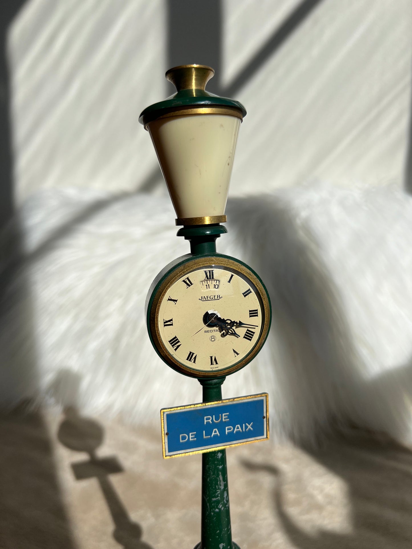 Jaeger LeCoultre Vintage Table Clock Rue De La Paix Street Green Lamp