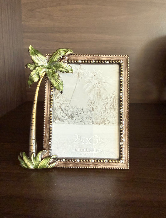 Tropical Palm Trees Mini Enamel Photo/ Picture Frame with Rhinestones